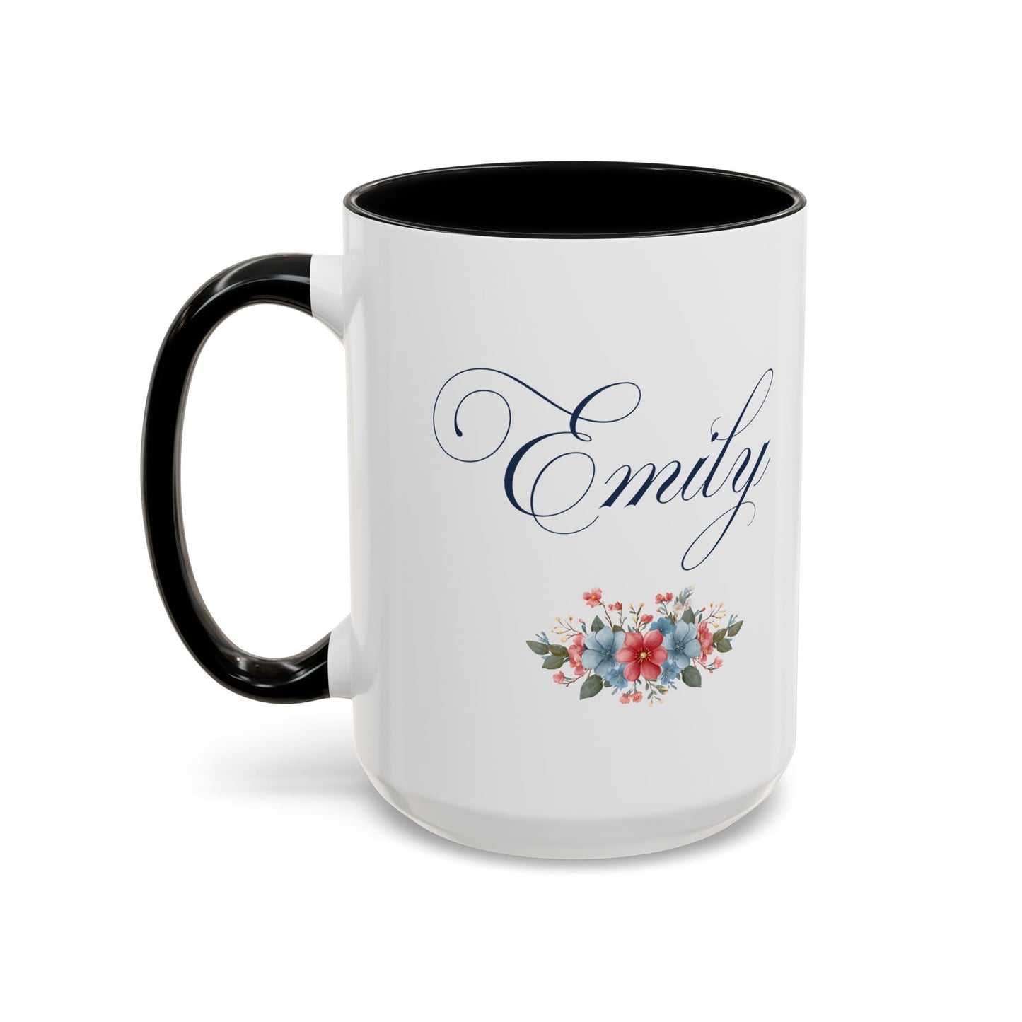 Personalized Patriotic Mug, Custom Name Ceramic Coffee Cup, USA Floral Accent Mug, Fourth of July Hostess Gift, 11oz 15oz