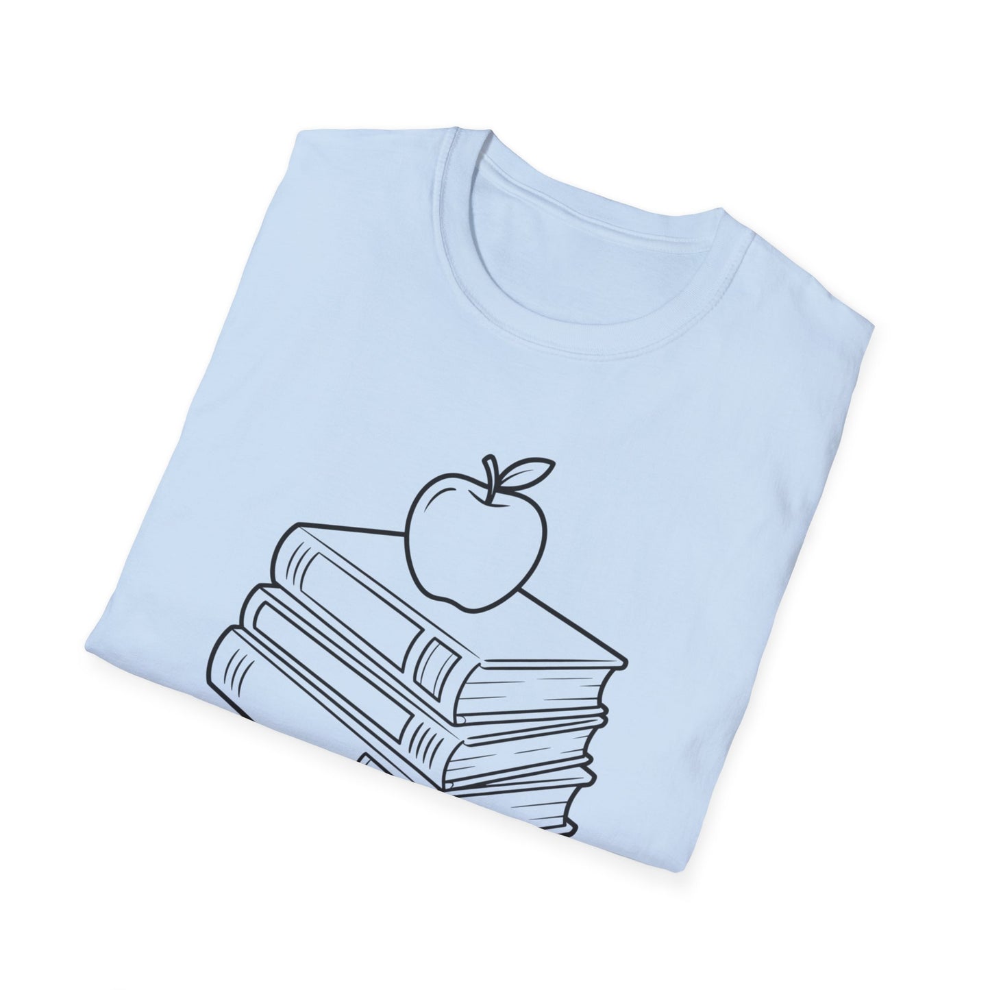 Teacher Apple Stack T‑Shirt — Minimalist Books & Apple Tee for Educators