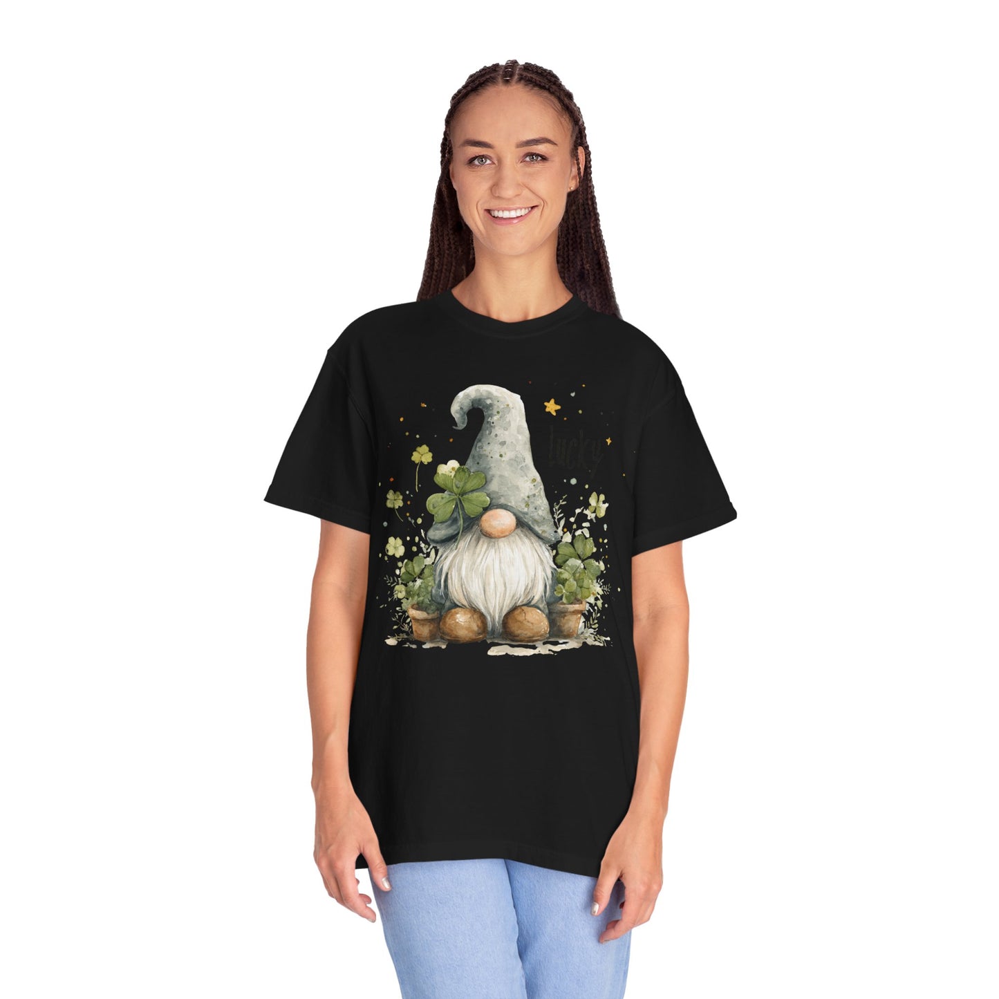St. Patrick's Gnome T-Shirt — "Lucky" Shamrock Garden Tee