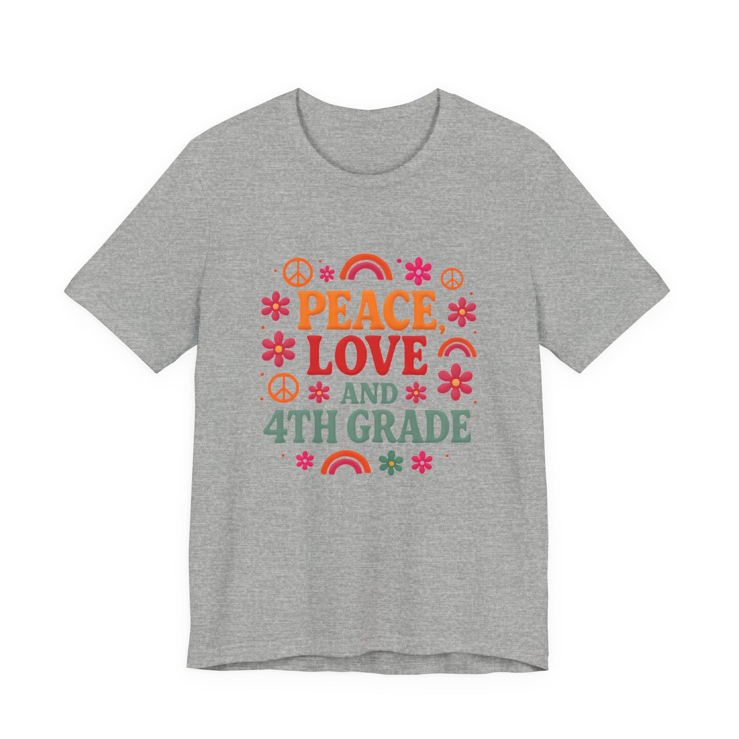 Peace, Love and 4th Grade T-Shirt — Retro Teacher Appreciation Tee