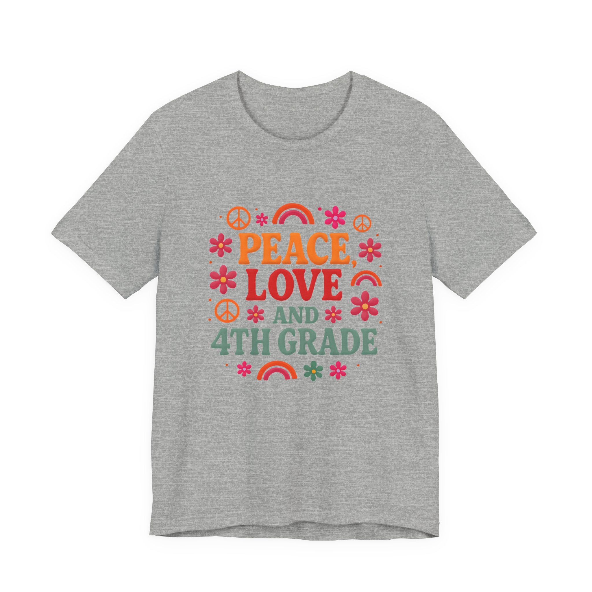 Peace, Love and 4th Grade T-Shirt — Retro Teacher Appreciation Tee