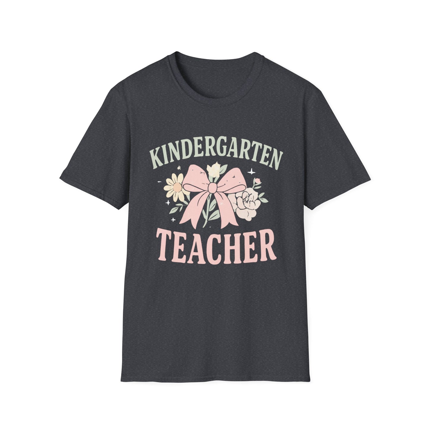 Kindergarten Teacher T-Shirt — Floral Bow Design, Cute Teacher Gift for Women