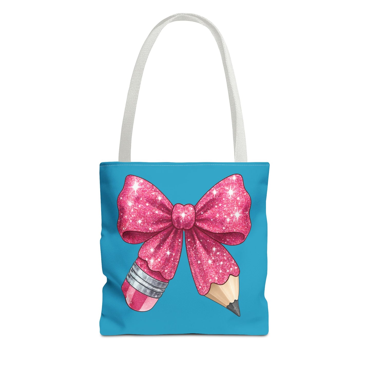 Pink Glitter Pencil & Eraser Tote Bag — Cute Teacher Gift