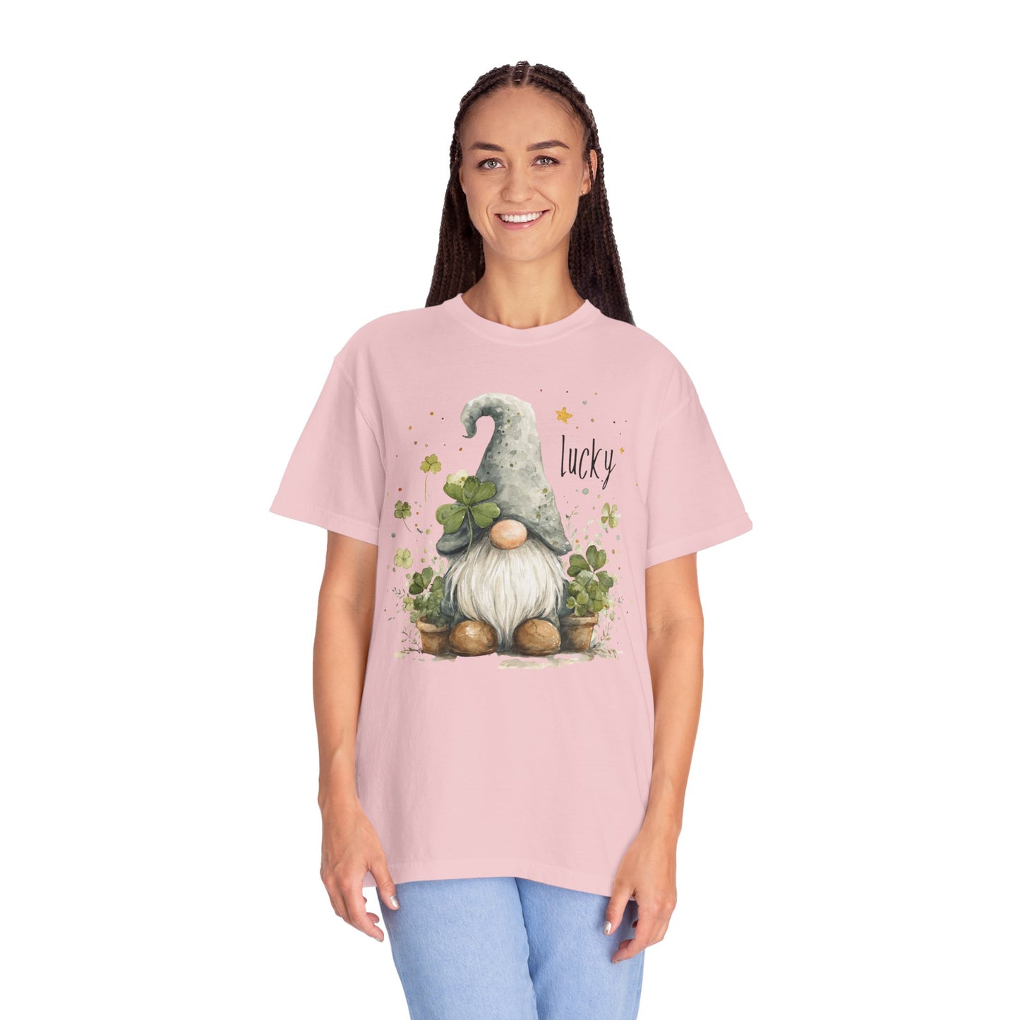 St. Patrick's Gnome T-Shirt — "Lucky" Shamrock Garden Tee