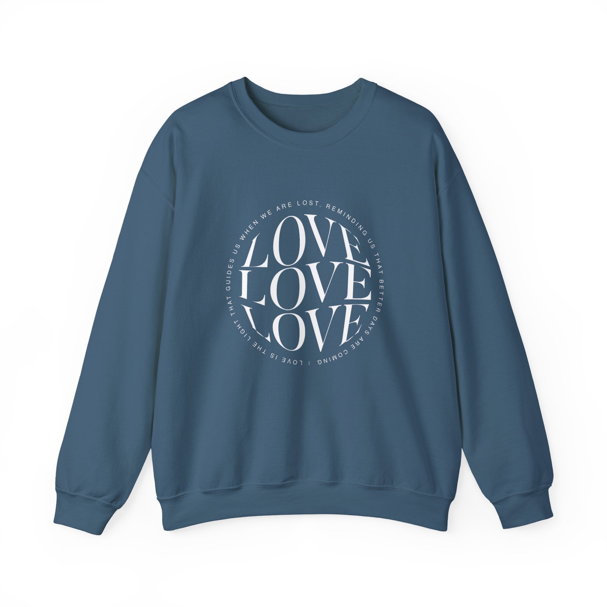 Love Circle Crewneck Sweatshirt — 'LOVE LOVE LOVE' Graphic Pullover