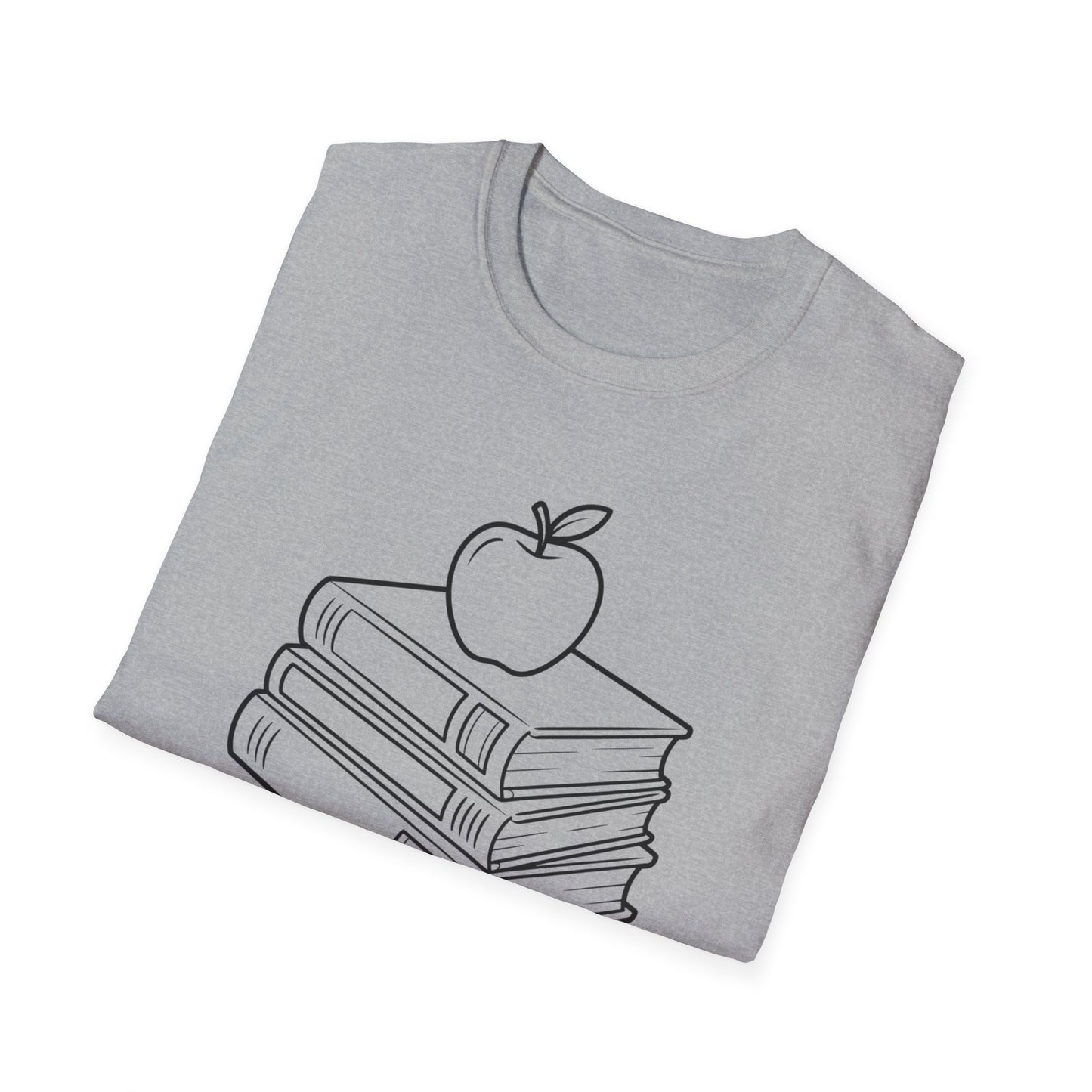 Teacher Apple Stack T‑Shirt — Minimalist Books & Apple Tee for Educators