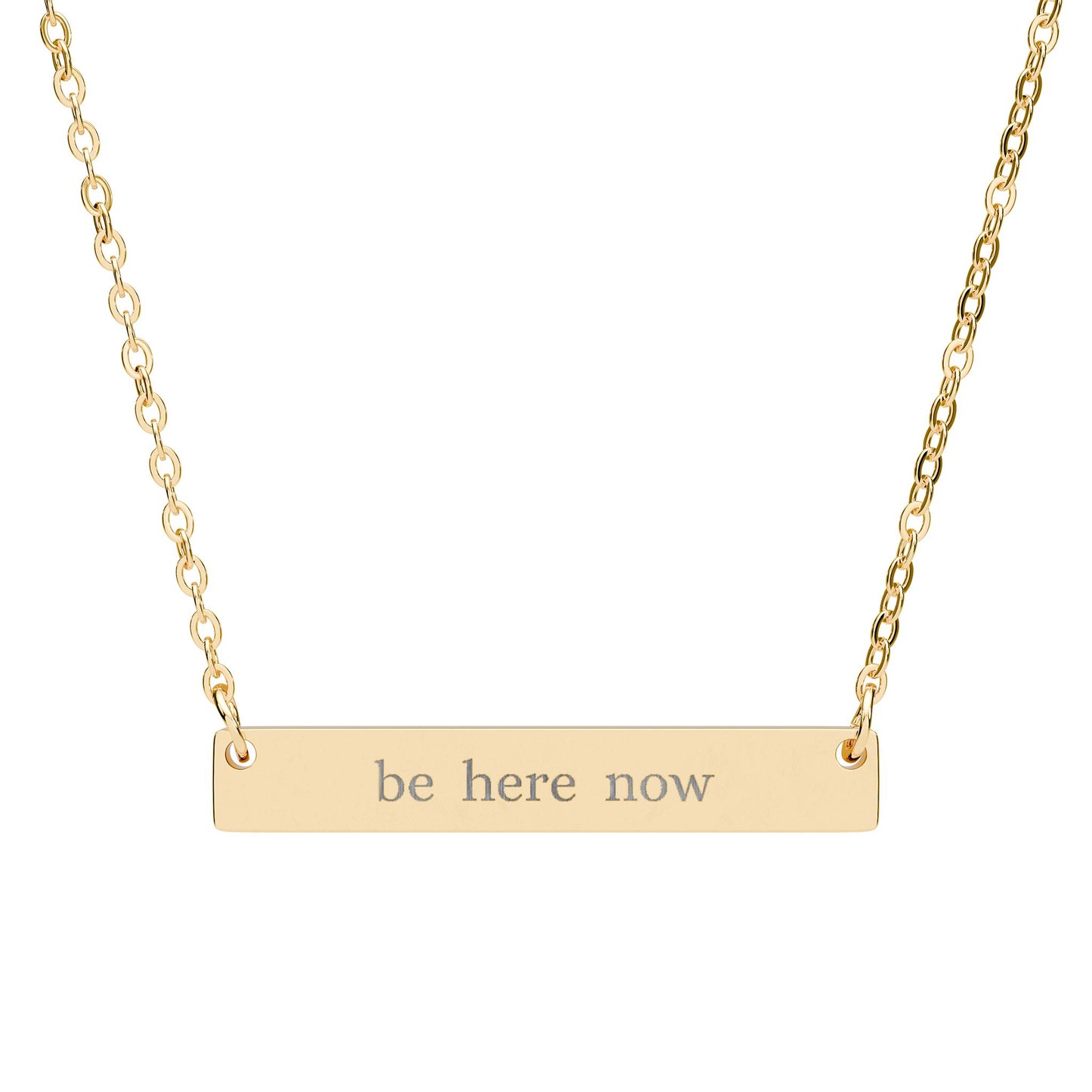 Be Here Now Necklace, Mindfulness Gift, Waterproof Stainless Steel Bar, Minimalist Gold Silver Rose Gold, Yoga Meditation Jewelry for Her