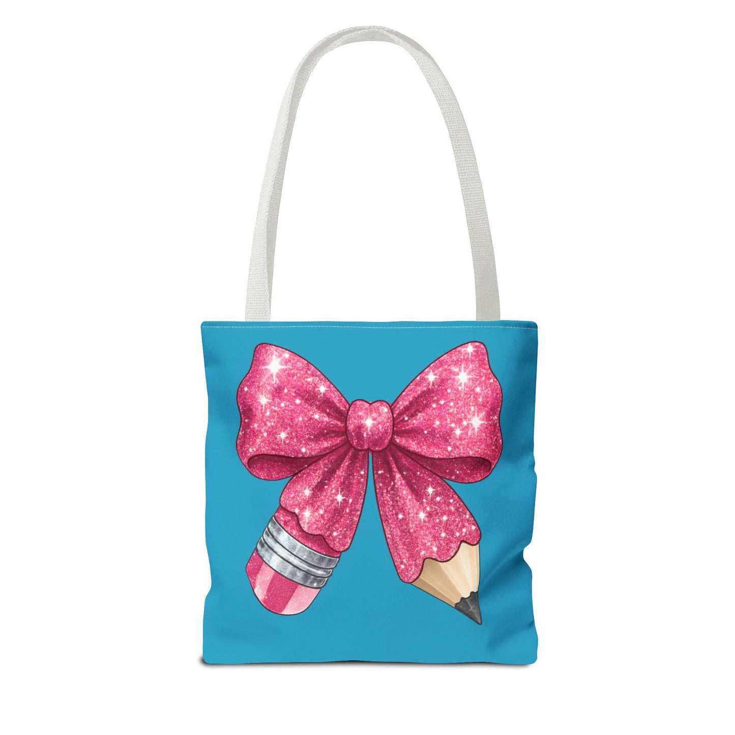 Pink Glitter Pencil & Eraser Tote Bag — Cute Teacher Gift