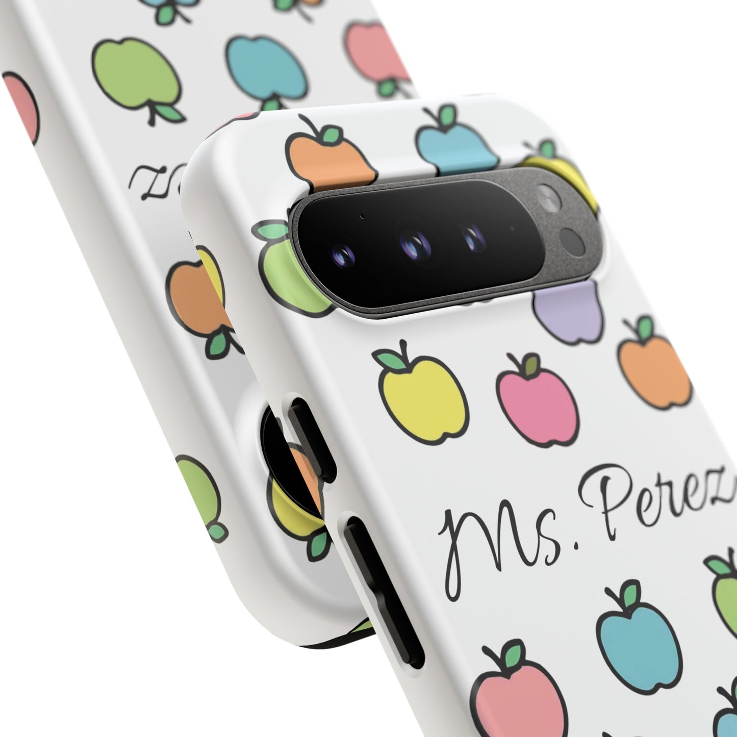 Personalized Teacher Apple Phone Case | Custom Name Teacher iPhone Case | Cute Apple Pattern Phone Case | Teacher Gift