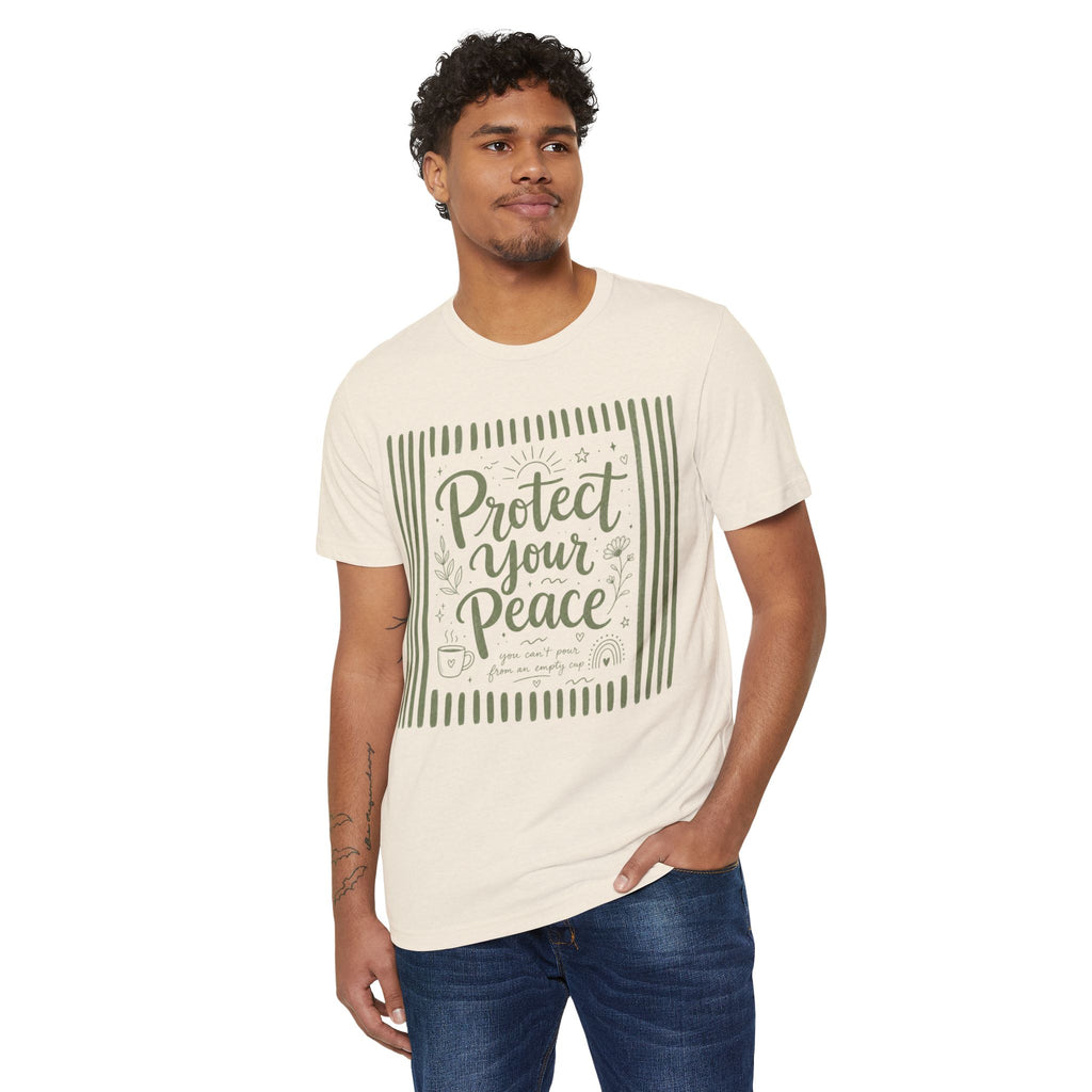 Protect Your Peace T‑Shirt — Organic Recycled Tee with Calming Botanical Design