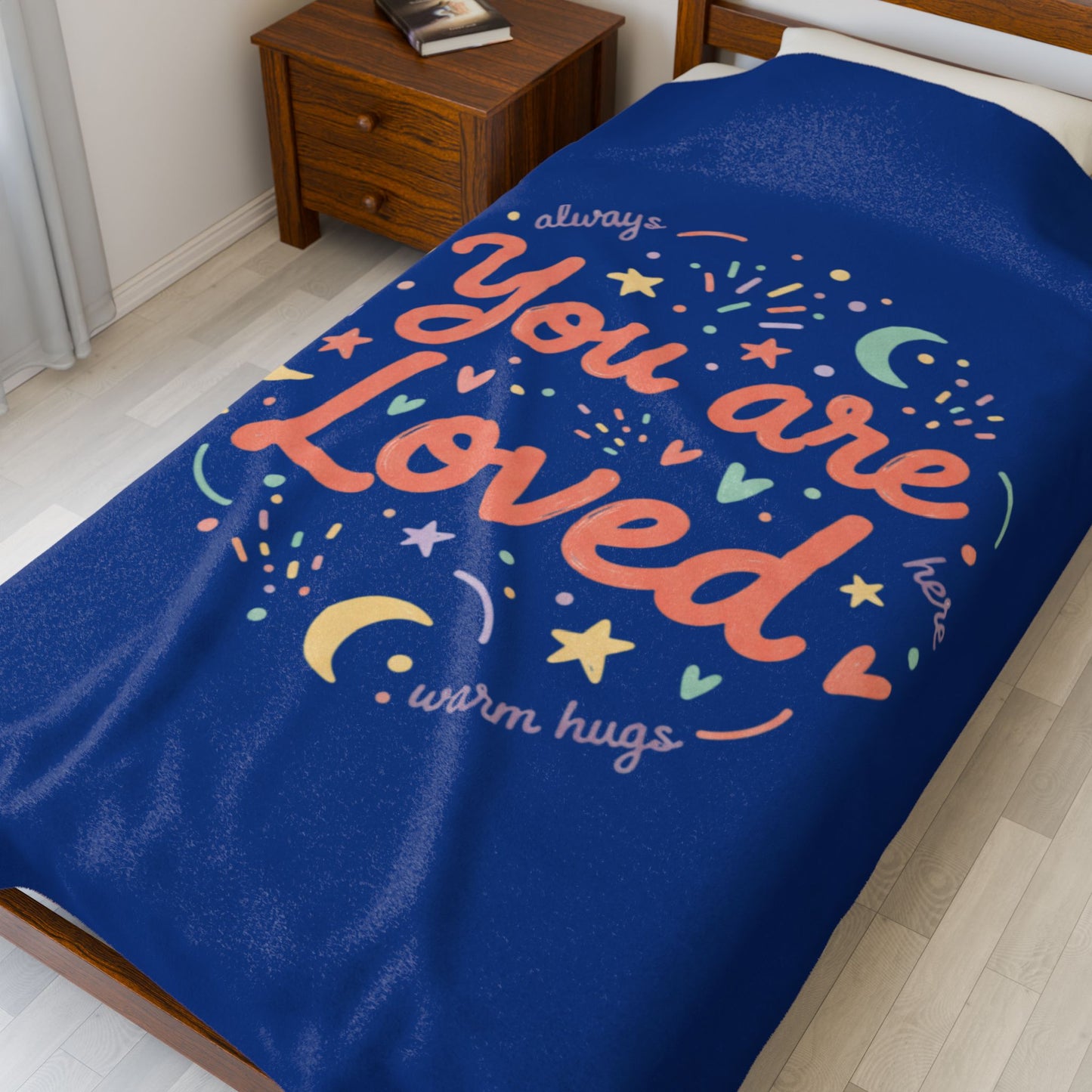 You Are Loved Velveteen Plush Blanket | handwritten doodle, sketch aesthetic