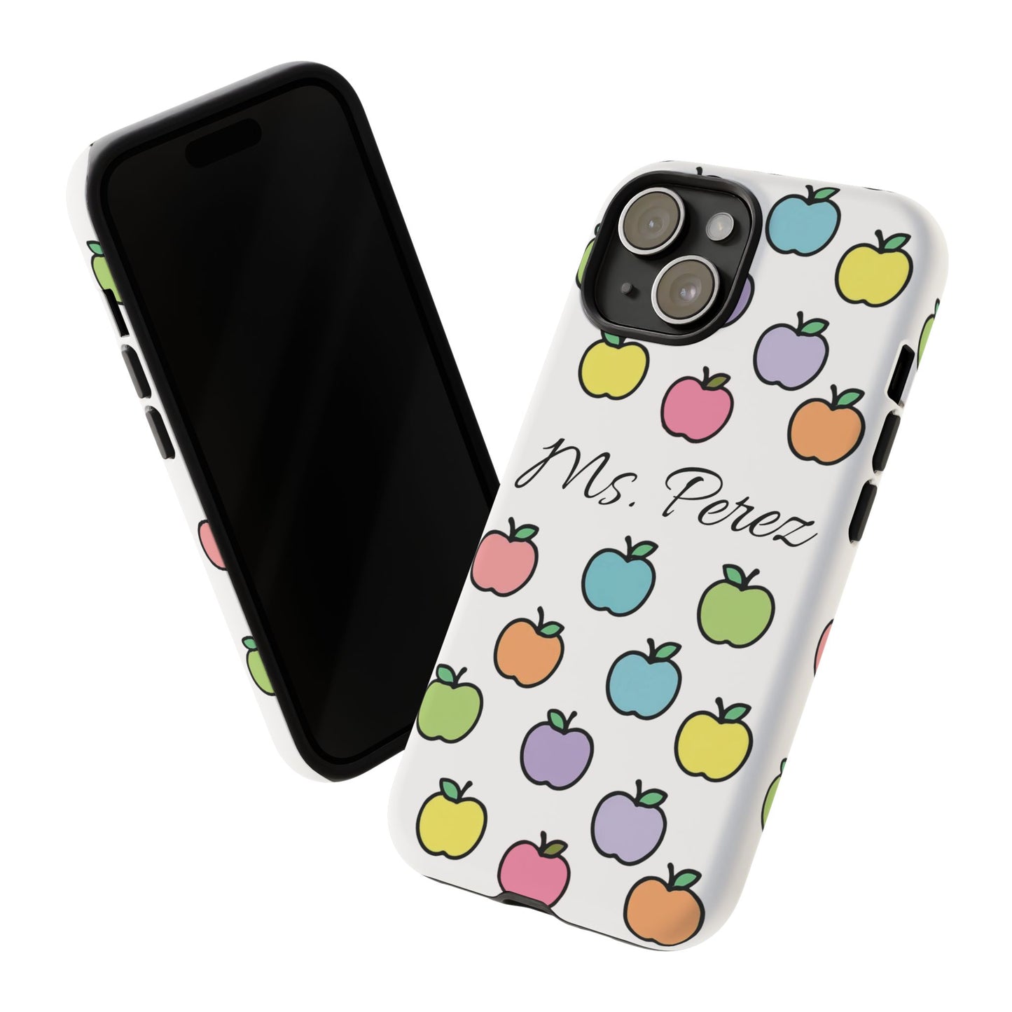 Personalized Teacher Apple Phone Case | Custom Name Teacher iPhone Case | Cute Apple Pattern Phone Case | Teacher Gift