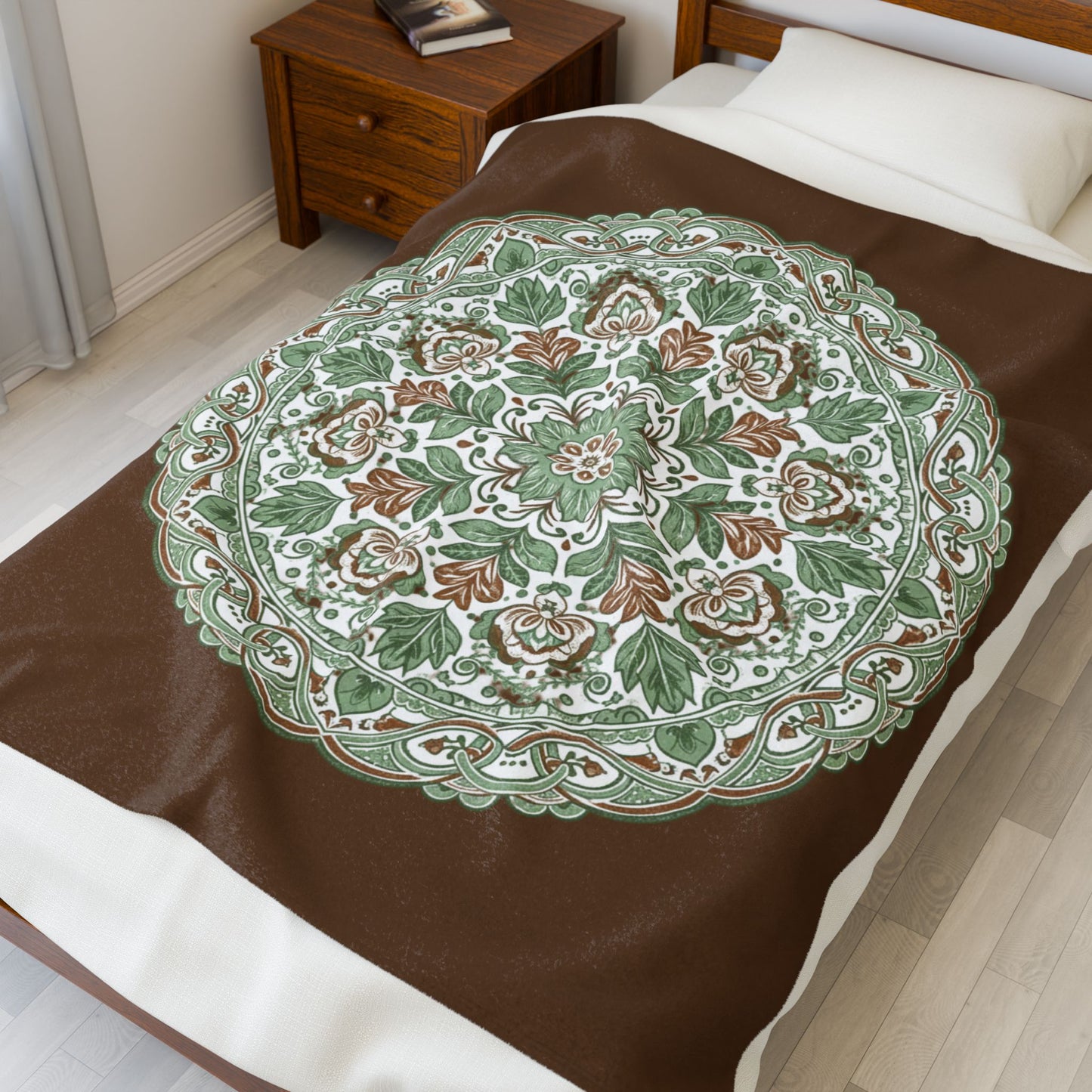 Botanical Mandala Throw Blanket | Cozy Earth Tone Blanket for Teachers | Calm Home Decor | Thoughtful Teacher Gift