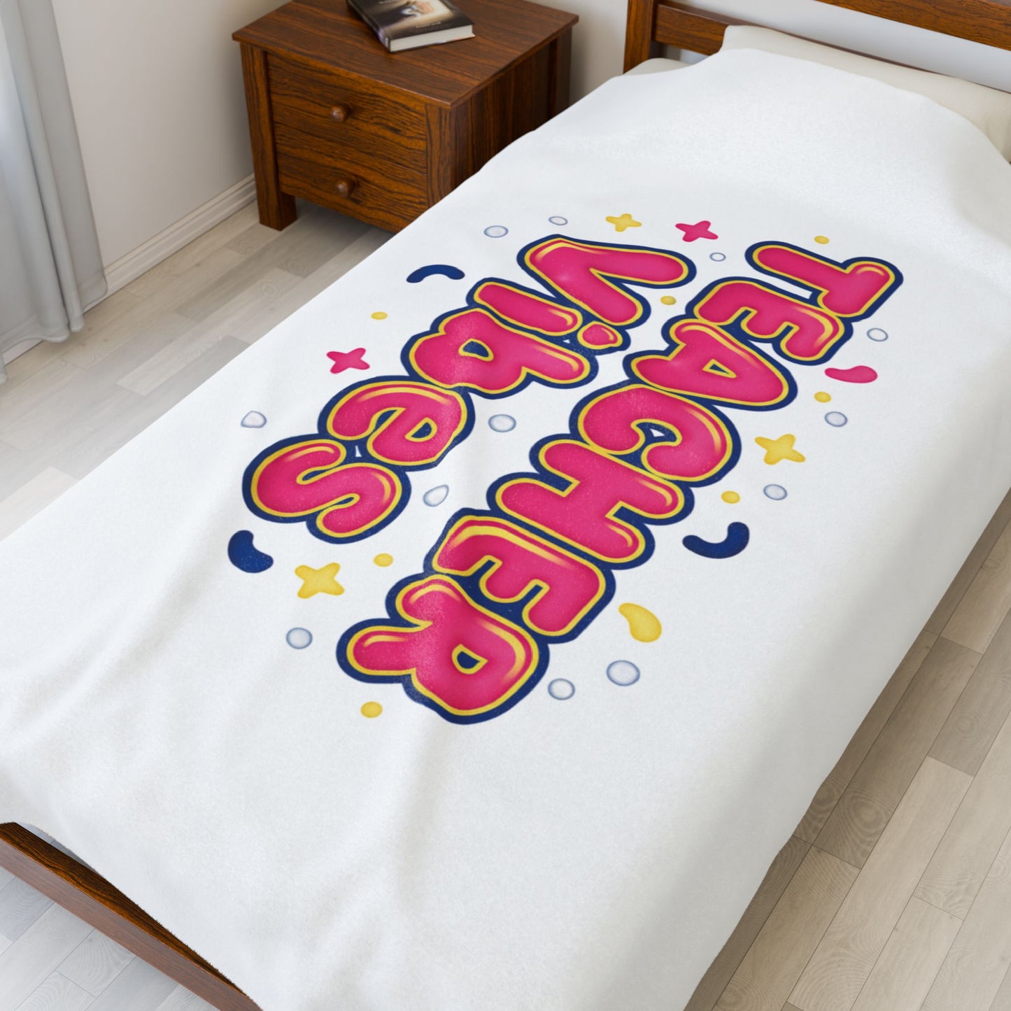Teacher Vibes Velveteen Plush Blanket | dopamine decor, neon squiggle art