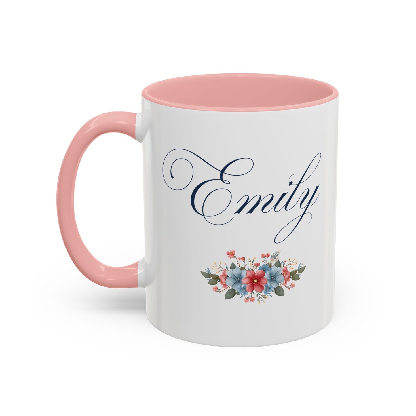 Personalized Patriotic Mug, Custom Name Ceramic Coffee Cup, USA Floral Accent Mug, Fourth of July Hostess Gift, 11oz 15oz