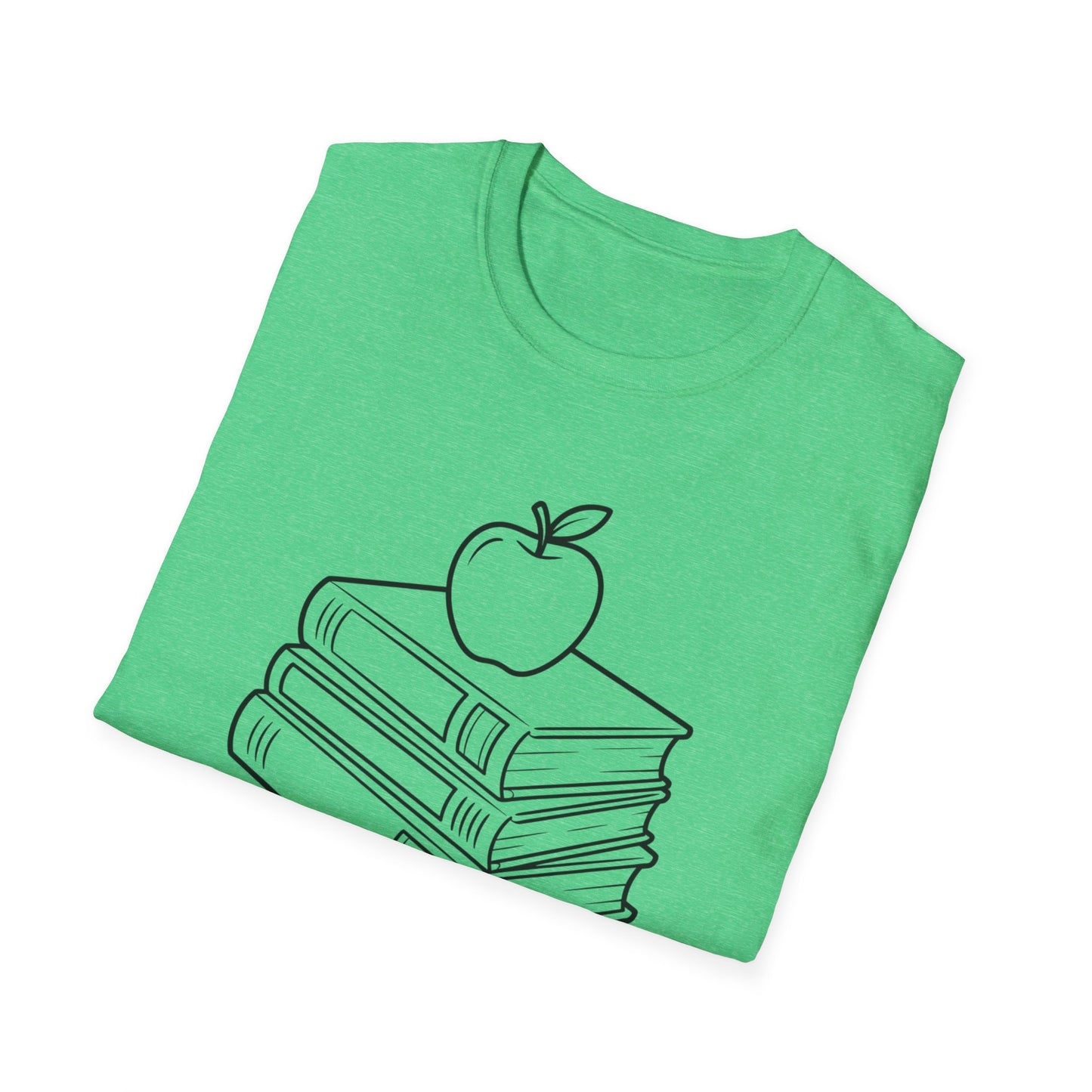 Teacher Apple Stack T‑Shirt — Minimalist Books & Apple Tee for Educators