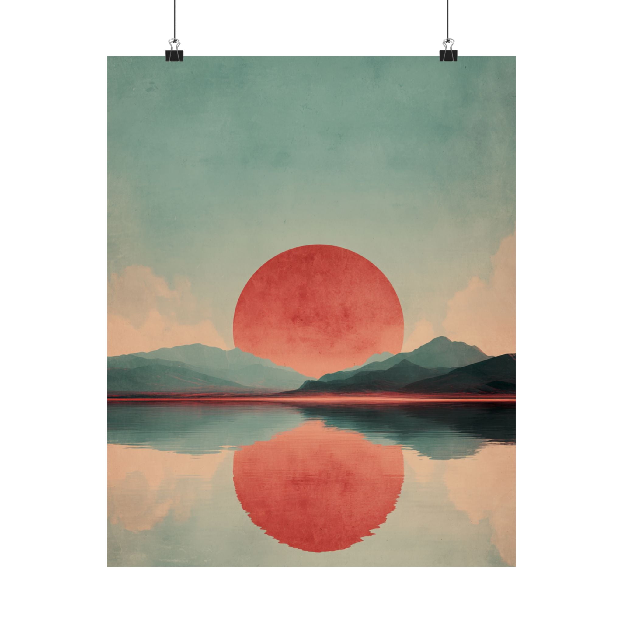 Sunset Reflection Matte Poster — Minimalist Landscape Wall Art