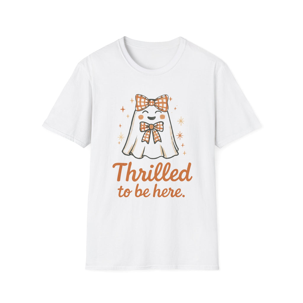 Thrilled to Be Here Ghost T-Shirt • Cute Fall Halloween Tee • Retro Teacher & Classroom Shirt