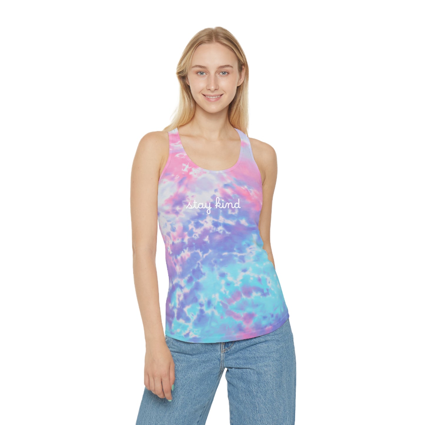 Stay Kind Tie-Dye Racerback Tank Top