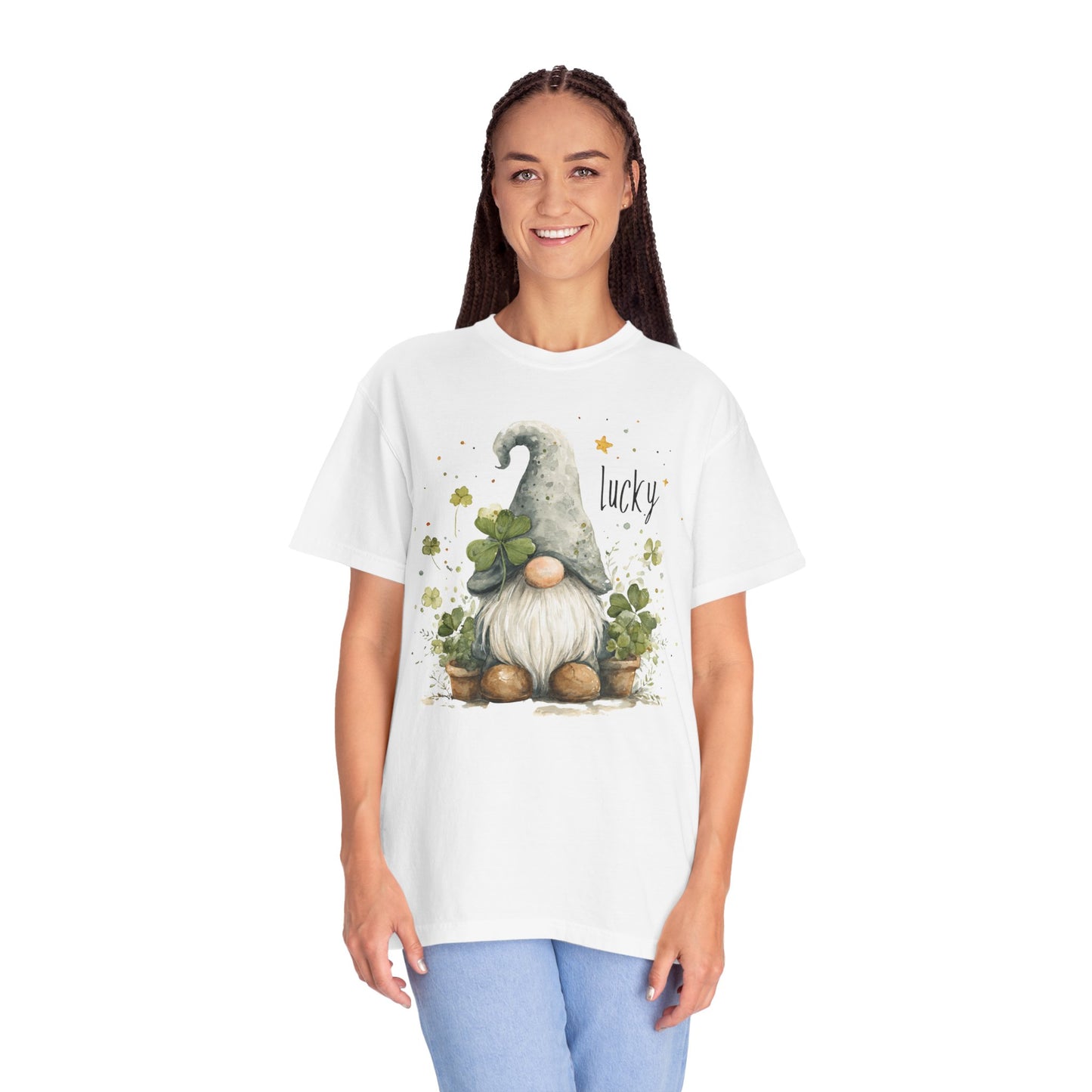 St. Patrick's Gnome T-Shirt — "Lucky" Shamrock Garden Tee