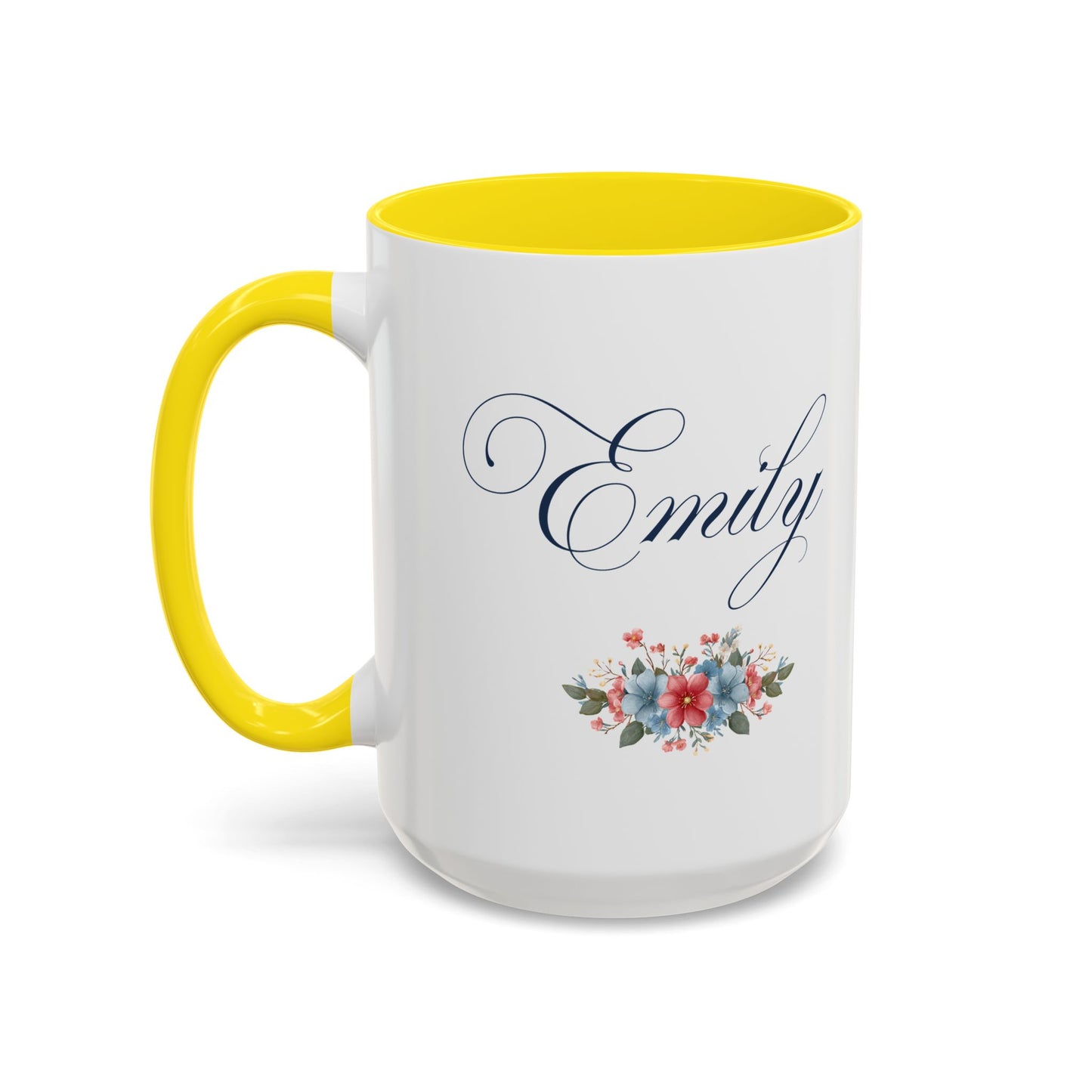 Personalized Patriotic Mug, Custom Name Ceramic Coffee Cup, USA Floral Accent Mug, Fourth of July Hostess Gift, 11oz 15oz