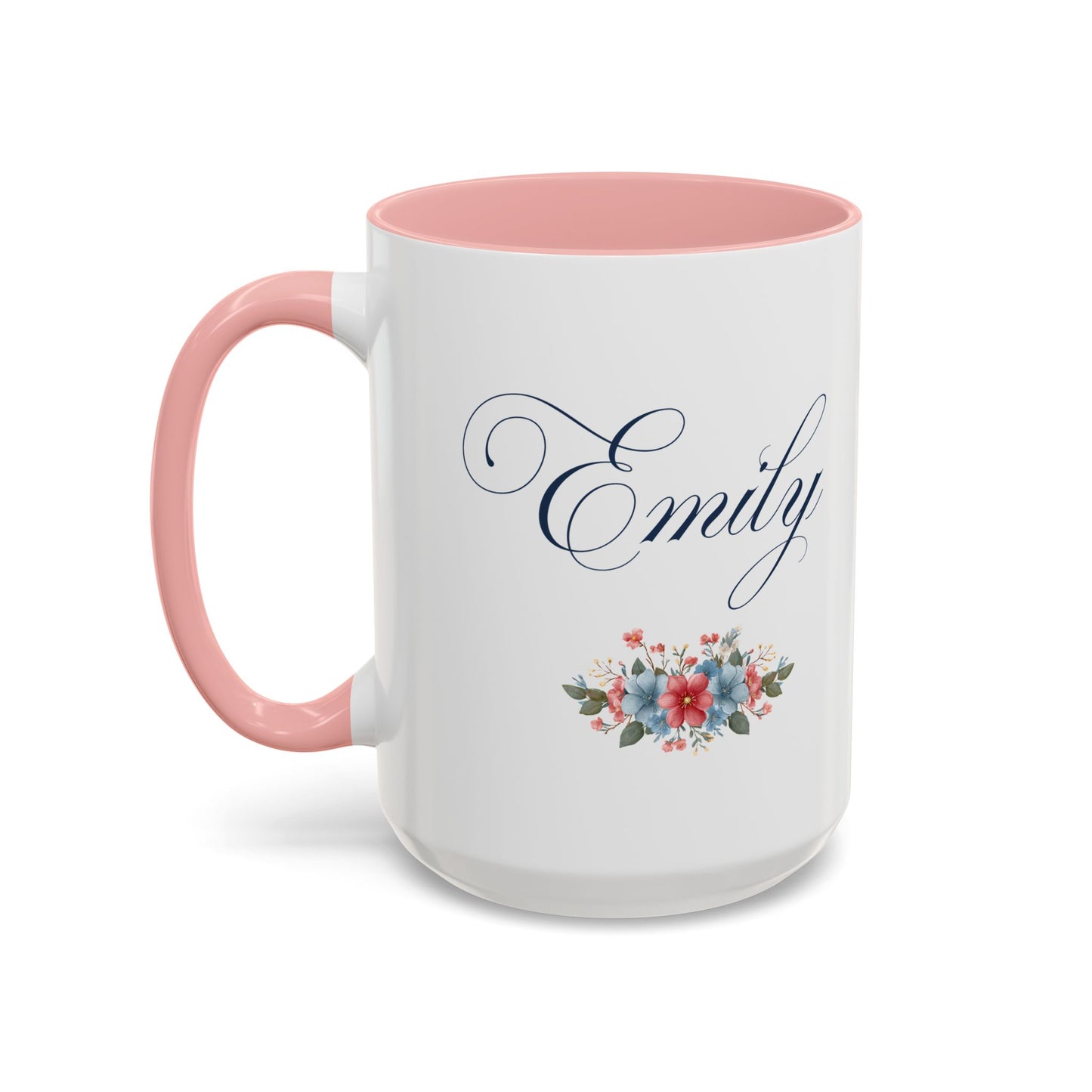 Personalized Patriotic Mug, Custom Name Ceramic Coffee Cup, USA Floral Accent Mug, Fourth of July Hostess Gift, 11oz 15oz