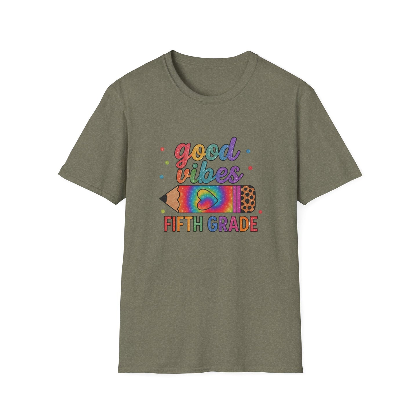 Good Vibes Fifth Grade T-Shirt — Colorful Pencil Teacher/Student Tee