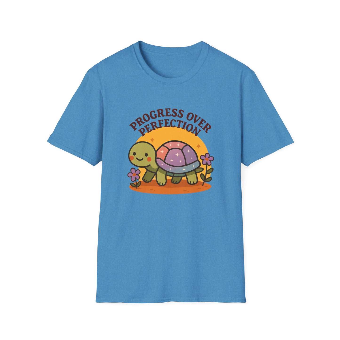 Progress Over Perfection Shirt – Cute Turtle Graphic Tee, Comfort Colors Inspired, Growth Mindset T-Shirt for Teachers, Students & Everyday Wear