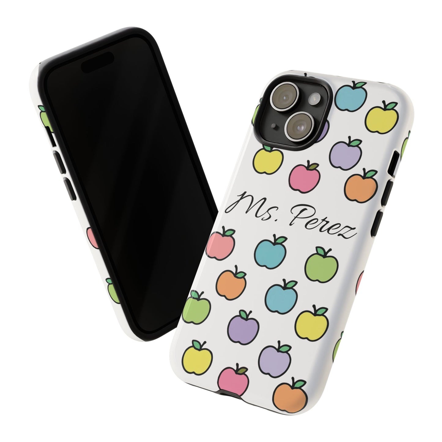 Personalized Teacher Apple Phone Case | Custom Name Teacher iPhone Case | Cute Apple Pattern Phone Case | Teacher Gift