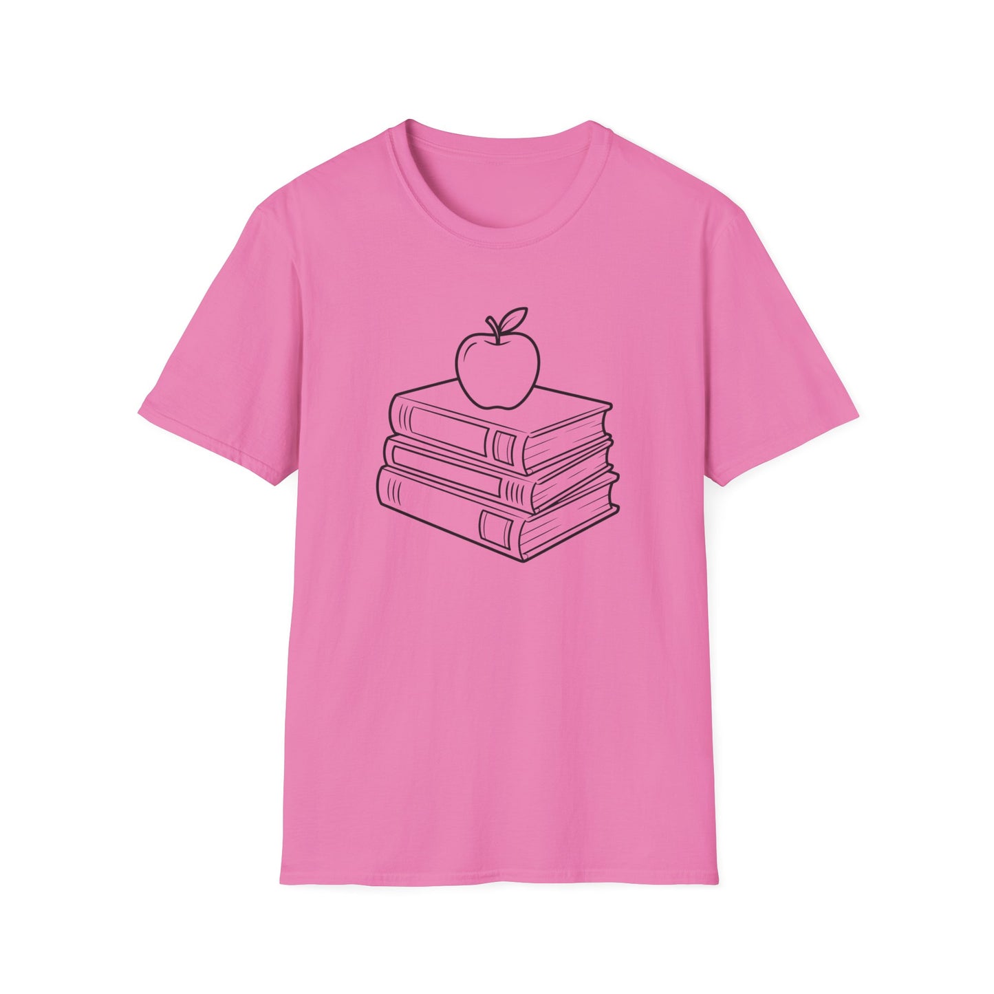 Teacher Apple Stack T‑Shirt — Minimalist Books & Apple Tee for Educators
