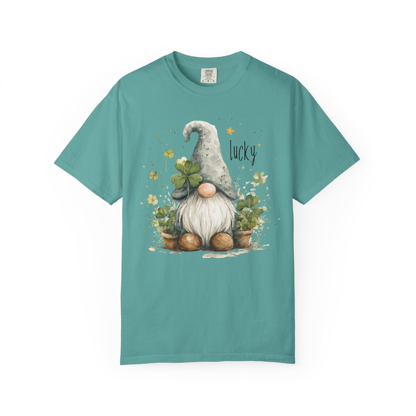 St. Patrick's Gnome T-Shirt — "Lucky" Shamrock Garden Tee