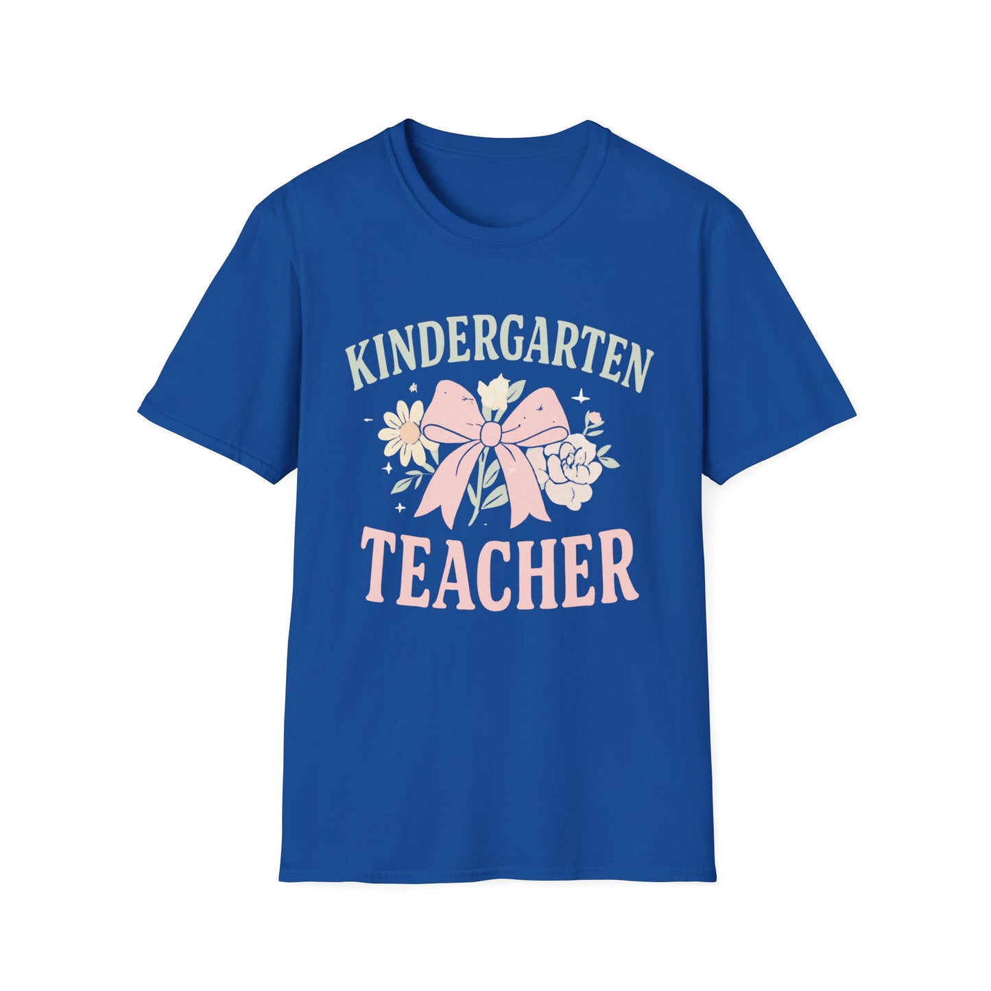 Kindergarten Teacher T-Shirt — Floral Bow Design, Cute Teacher Gift for Women