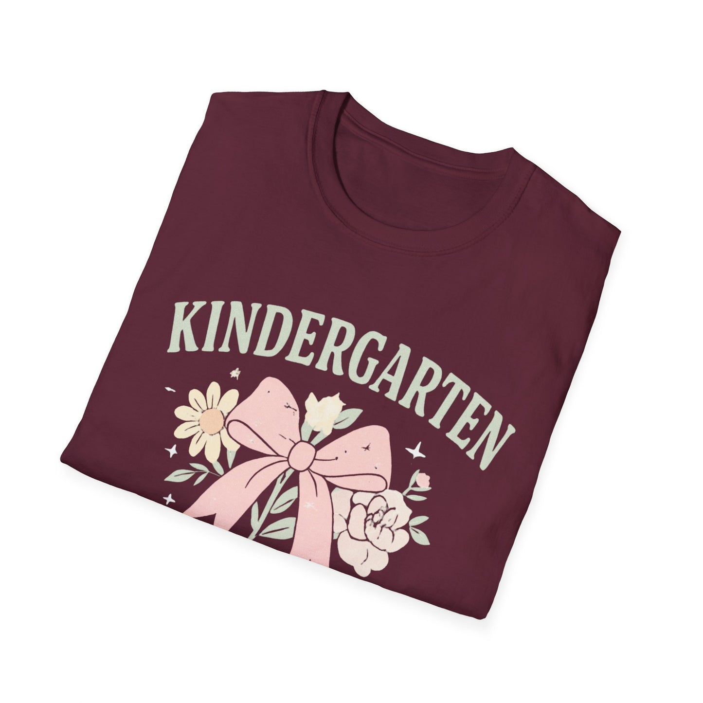 Kindergarten Teacher T-Shirt — Floral Bow Design, Cute Teacher Gift for Women