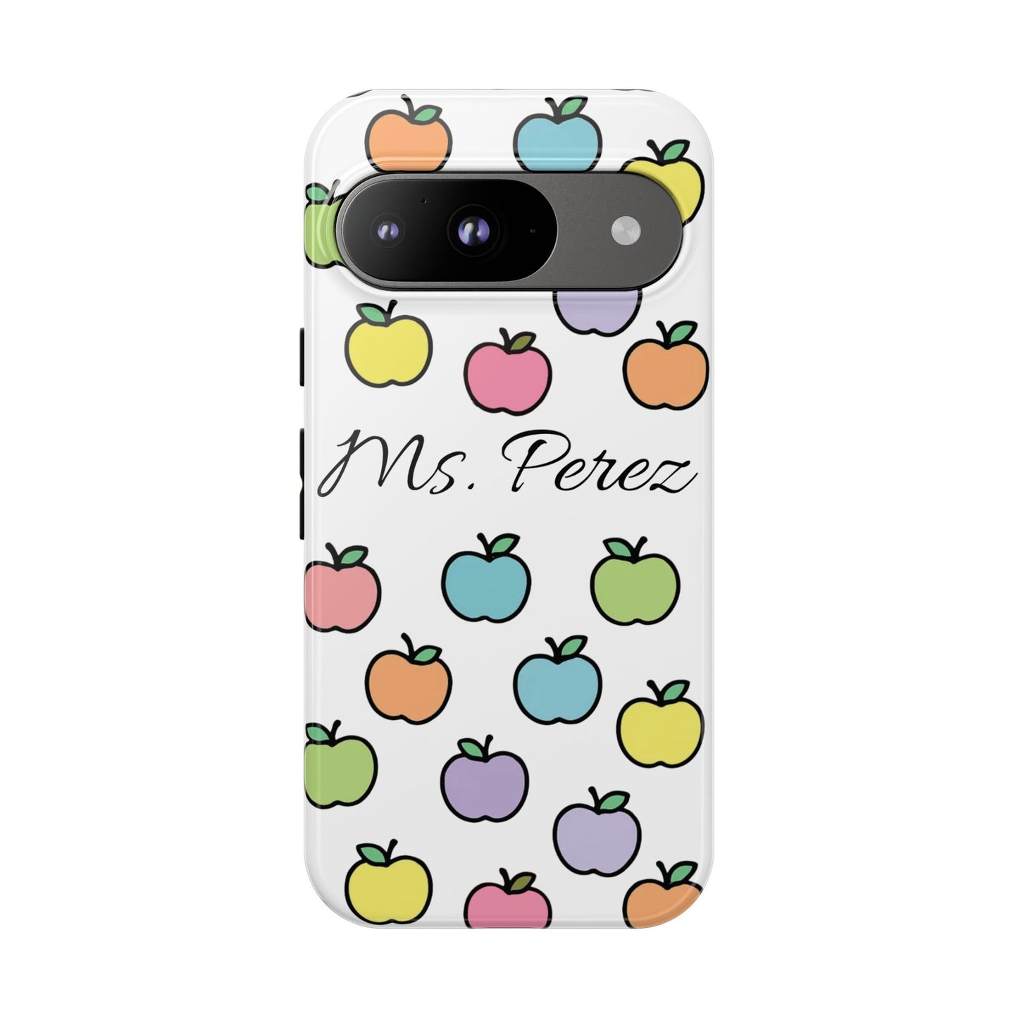Personalized Teacher Apple Phone Case | Custom Name Teacher iPhone Case | Cute Apple Pattern Phone Case | Teacher Gift