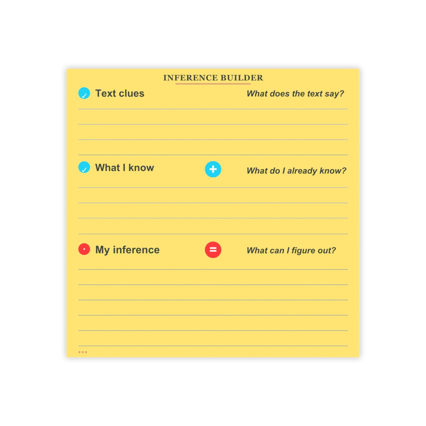 Inference Sticky Note Pad, 4×4 Reading Strategy Tool for Teachers