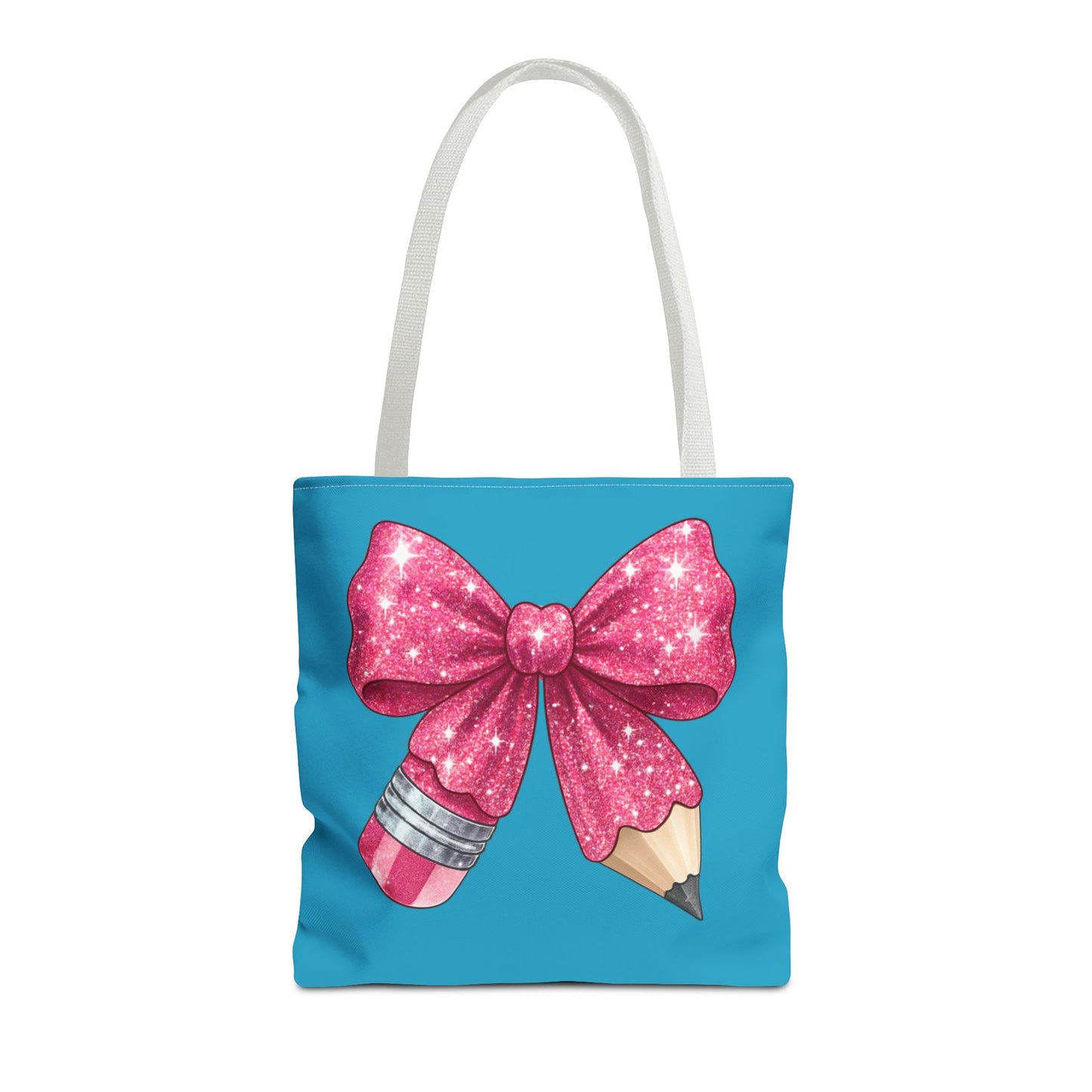 Pink Glitter Pencil & Eraser Tote Bag — Cute Teacher Gift