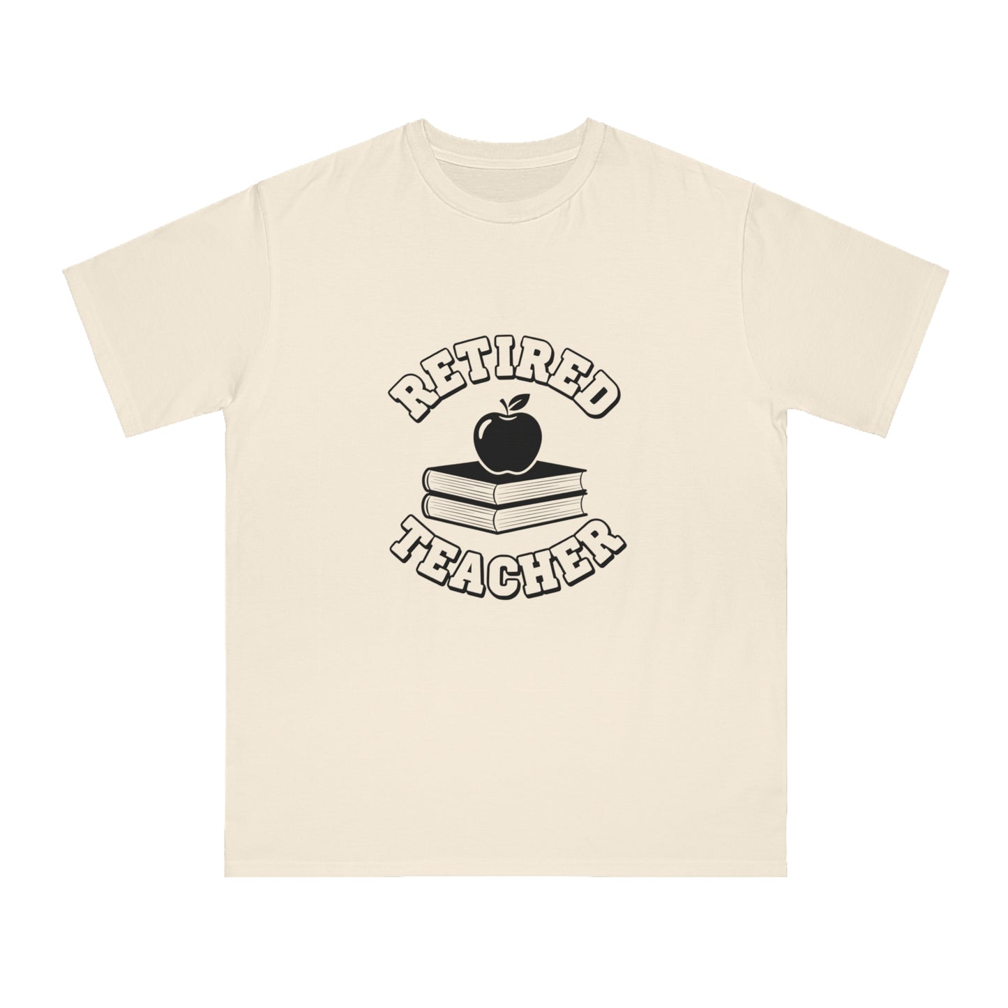 Organic "Retired Teacher" T-Shirt — Vintage Apple & Books Retirement Gift Tee
