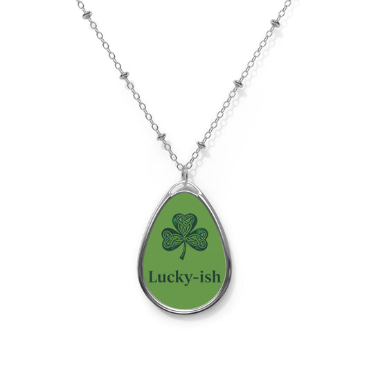 Lucky-ish Shamrock Oval Necklace