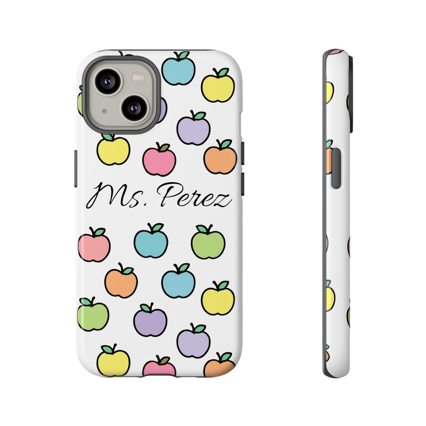 Personalized Teacher Apple Phone Case | Custom Name Teacher iPhone Case | Cute Apple Pattern Phone Case | Teacher Gift