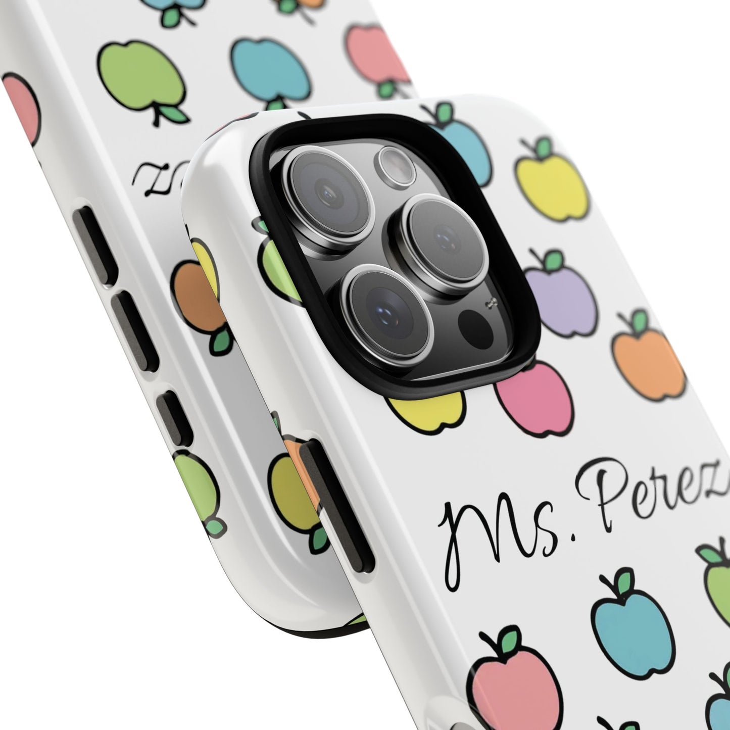 Personalized Teacher Apple Phone Case | Custom Name Teacher iPhone Case | Cute Apple Pattern Phone Case | Teacher Gift