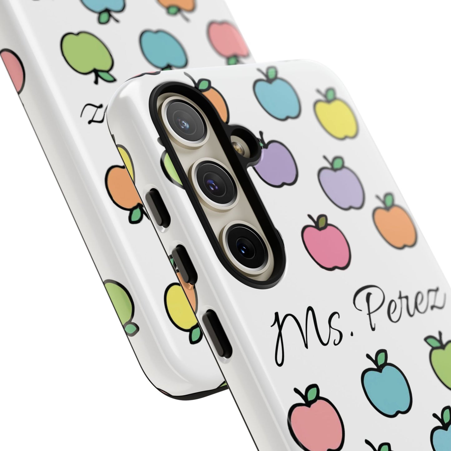 Personalized Teacher Apple Phone Case | Custom Name Teacher iPhone Case | Cute Apple Pattern Phone Case | Teacher Gift