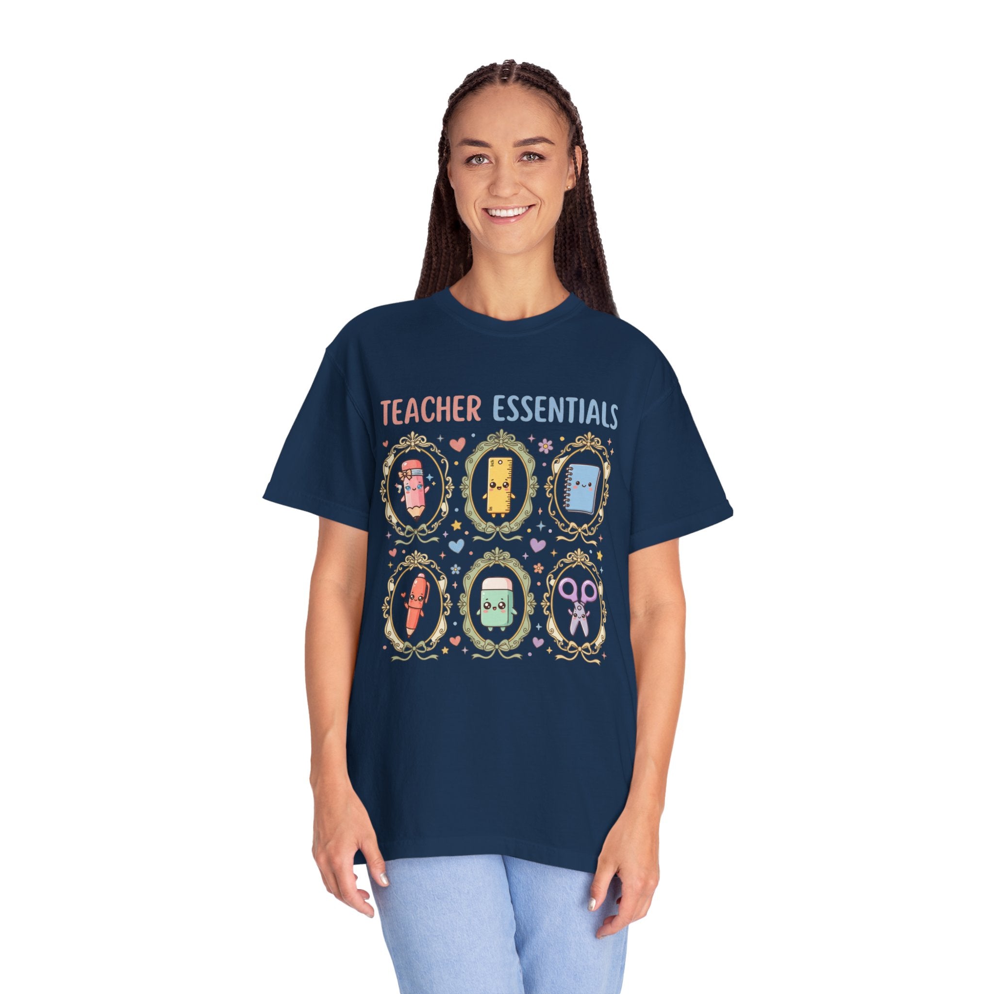 Teacher Essentials T-Shirt — Cute Classroom Supplies Graphic Tee