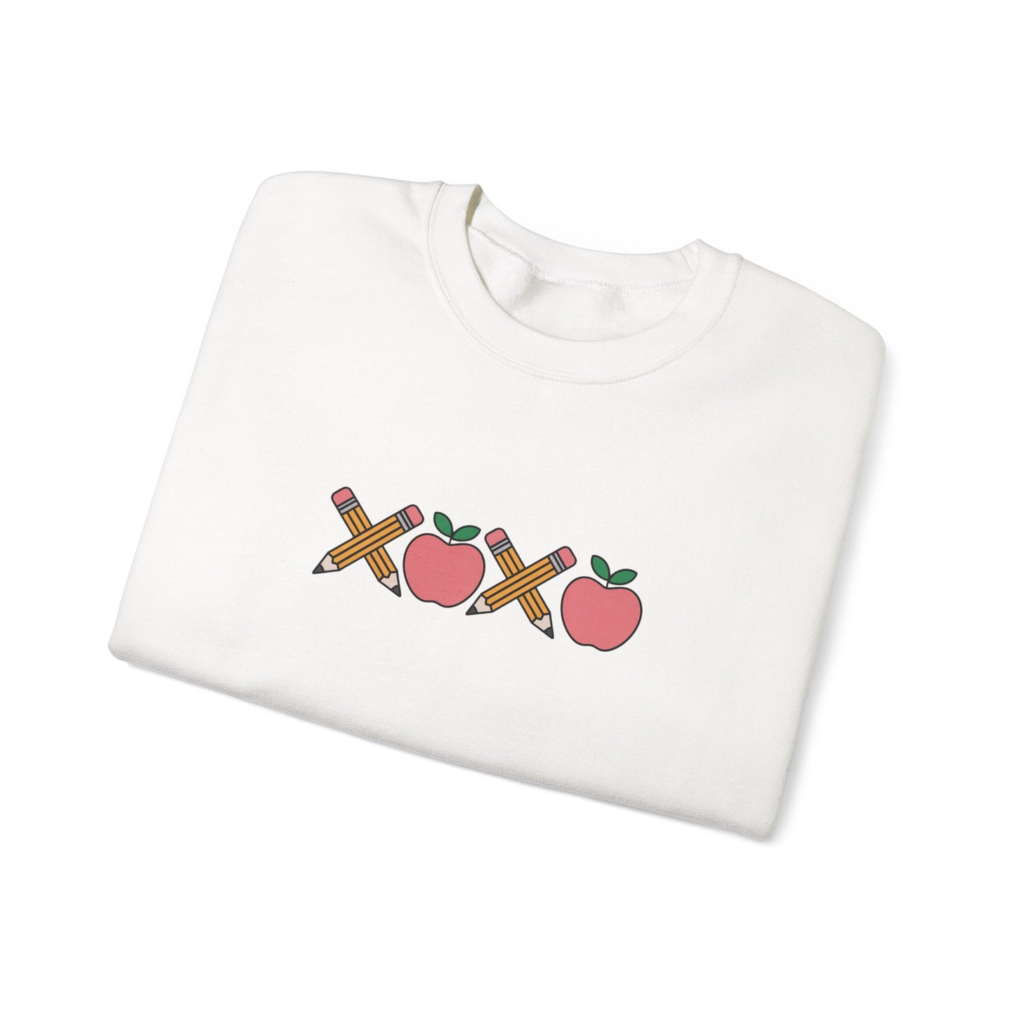 Apple XOXO Crewneck Sweatshirt — Cute Teacher Appreciation / Back-to-School Sweatshirt