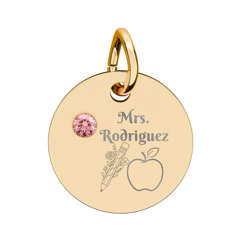 Personalized Teacher Birthstone Charm