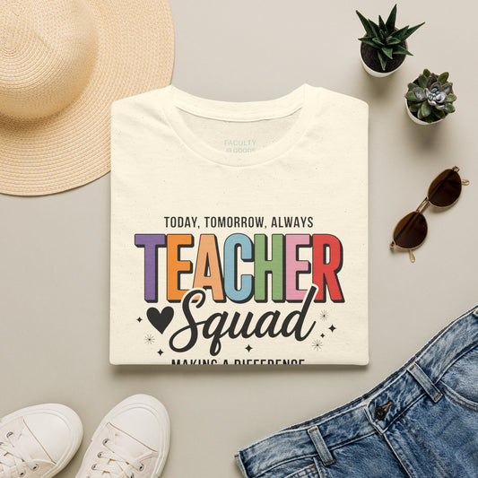 Teacher Squad Cotton T-Shirt: Colorful Matching Tee for Teacher Besties, S-4XL