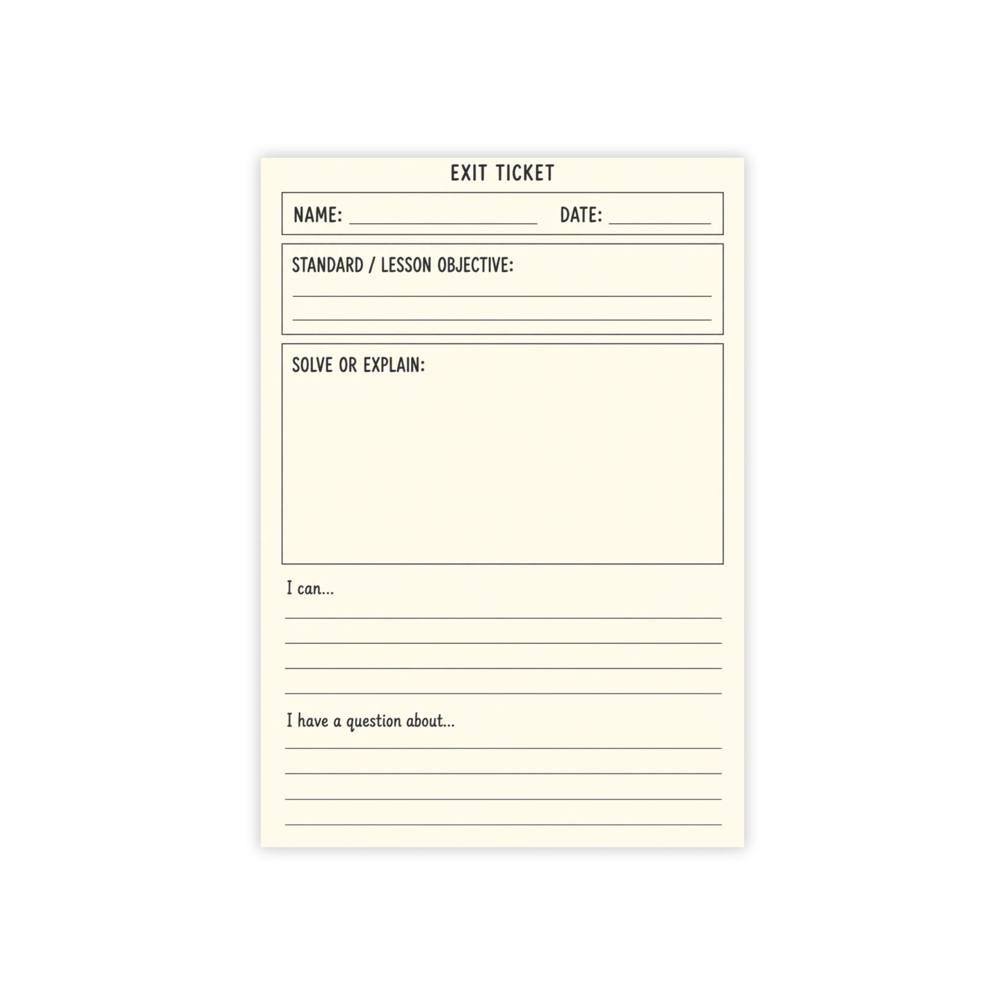 Classroom Exit Ticket Post-it® Pad, 4x6 Formative Assessment