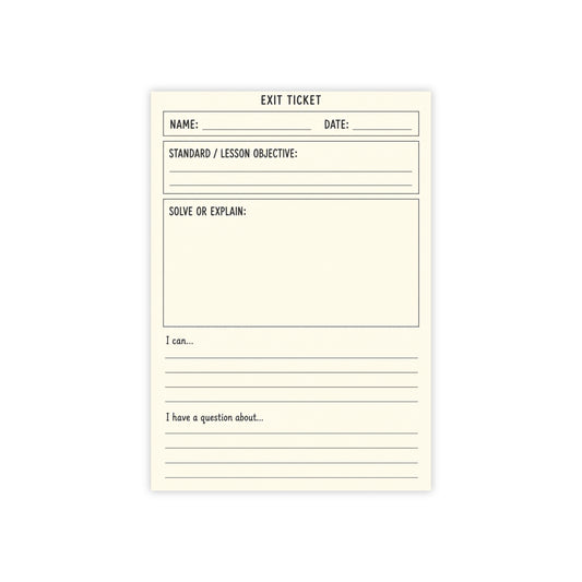 Classroom Exit Ticket Post-it® Pad, 4x6 Formative Assessment