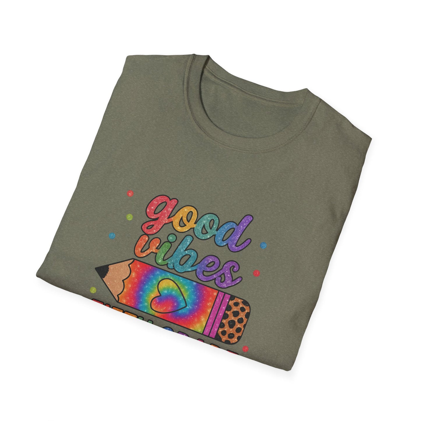 Good Vibes Fifth Grade T-Shirt — Colorful Pencil Teacher/Student Tee