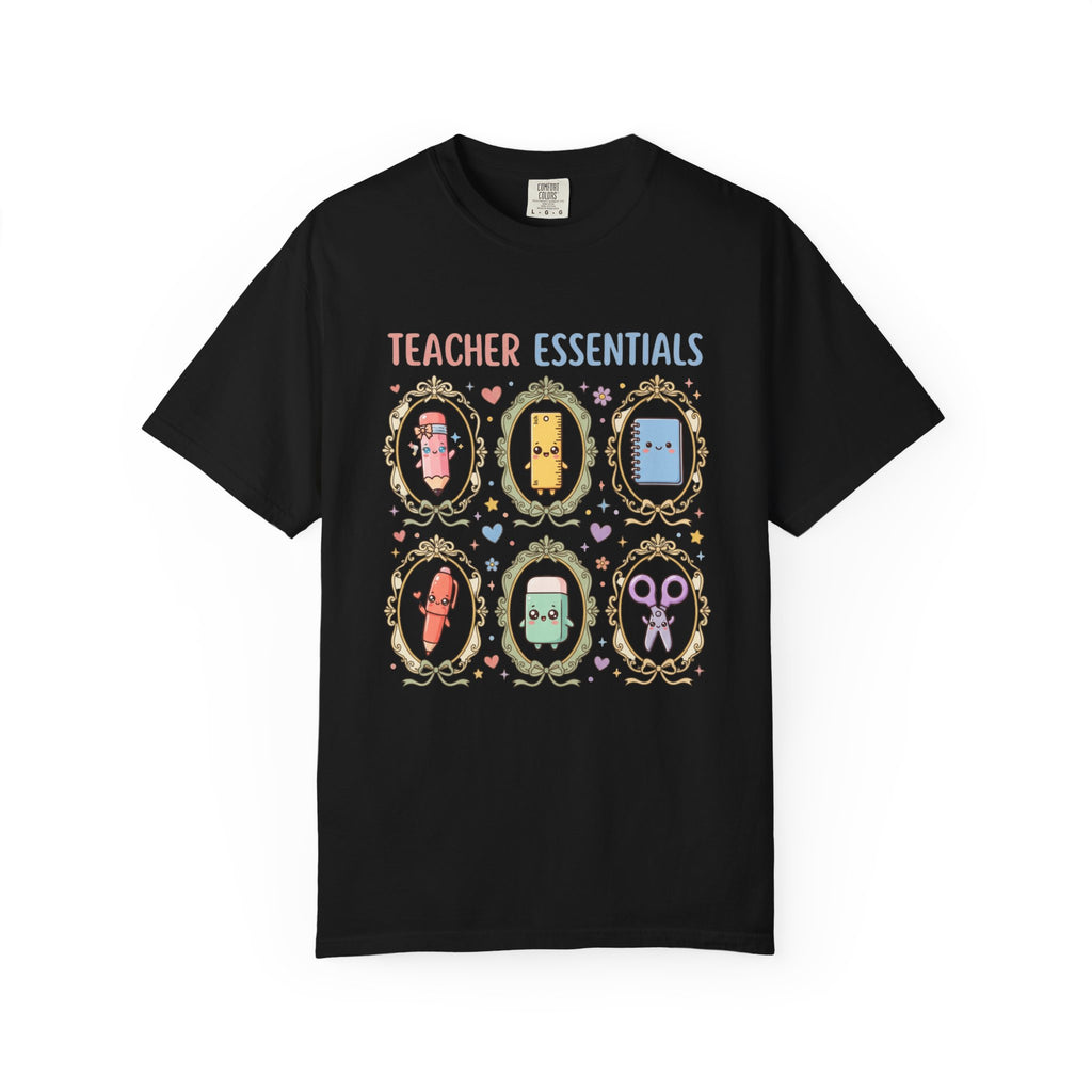 Teacher Essentials T-Shirt — Cute Classroom Supplies Graphic Tee