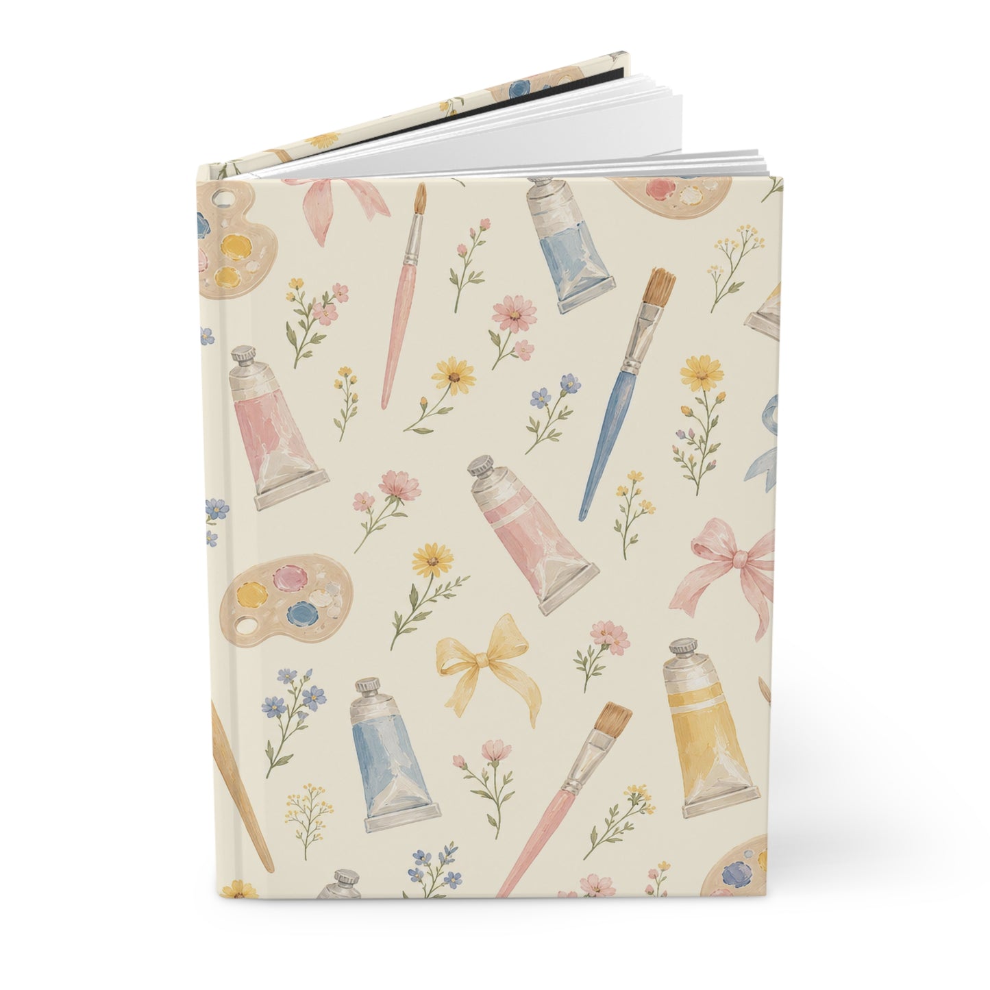 Art Teacher Hardcover Journal: Paint Brush, Palette and Floral Notebook with 150 Lined Pages
